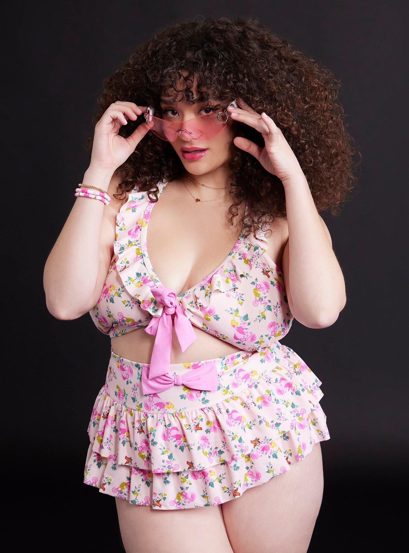 Disney Sleeping Beauty Aurora Floral Halter Swim Top Plus Size