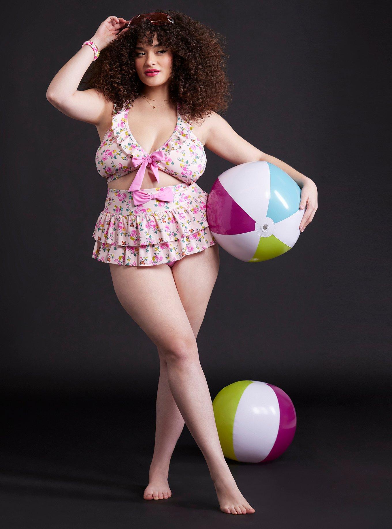 Disney Sleeping Beauty Aurora Floral Halter Swim Top Plus Size