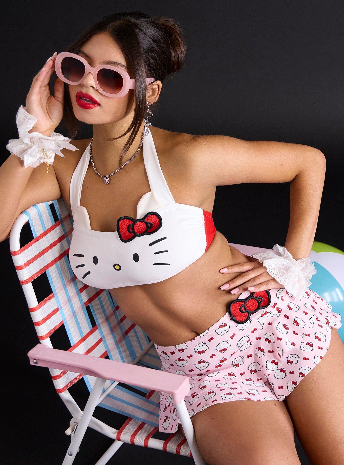 Hello Kitty Face Halter Swim Top, , hi-res