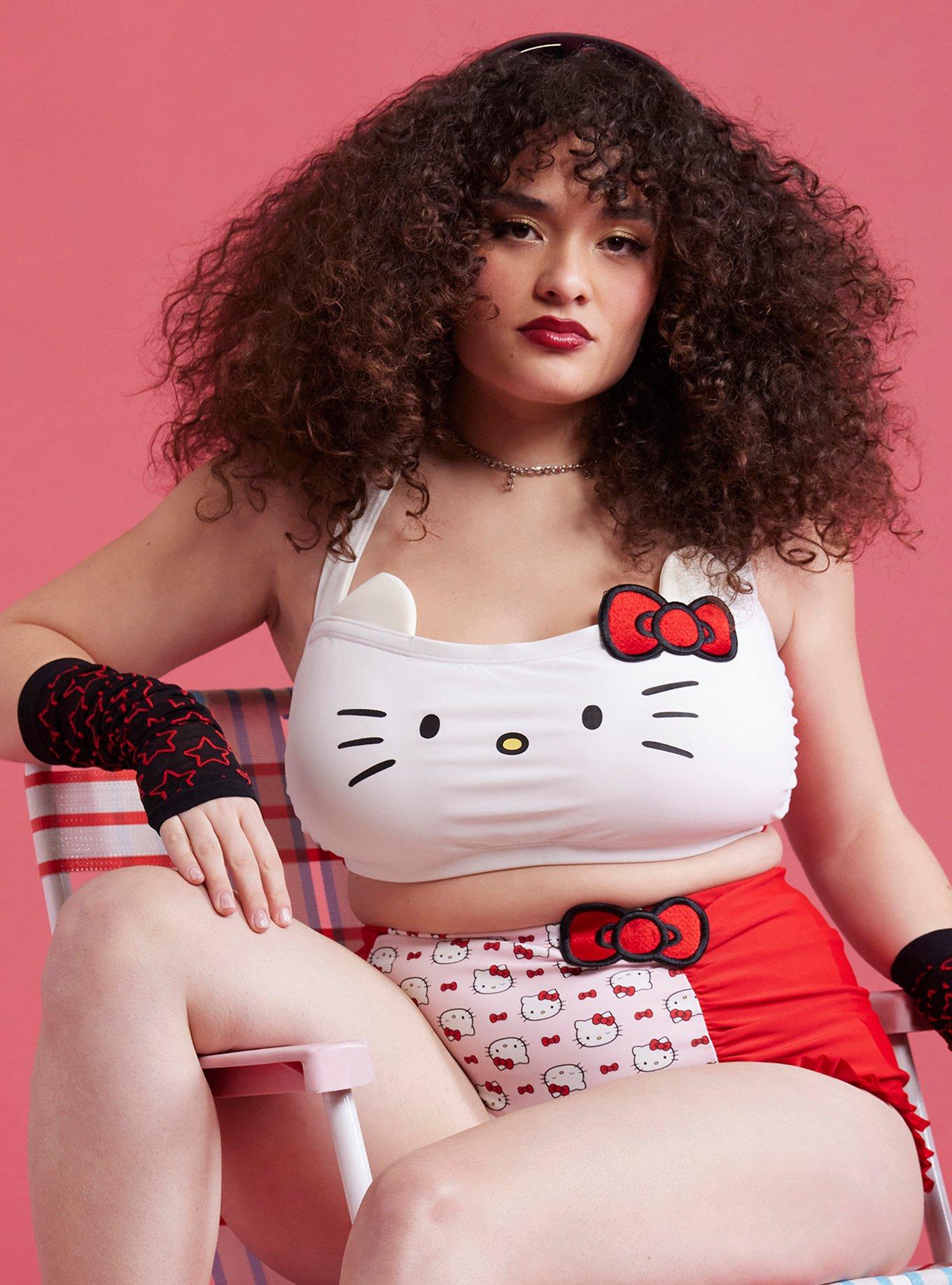 Hello Kitty Face Halter Swim Top Plus Size, , hi-res