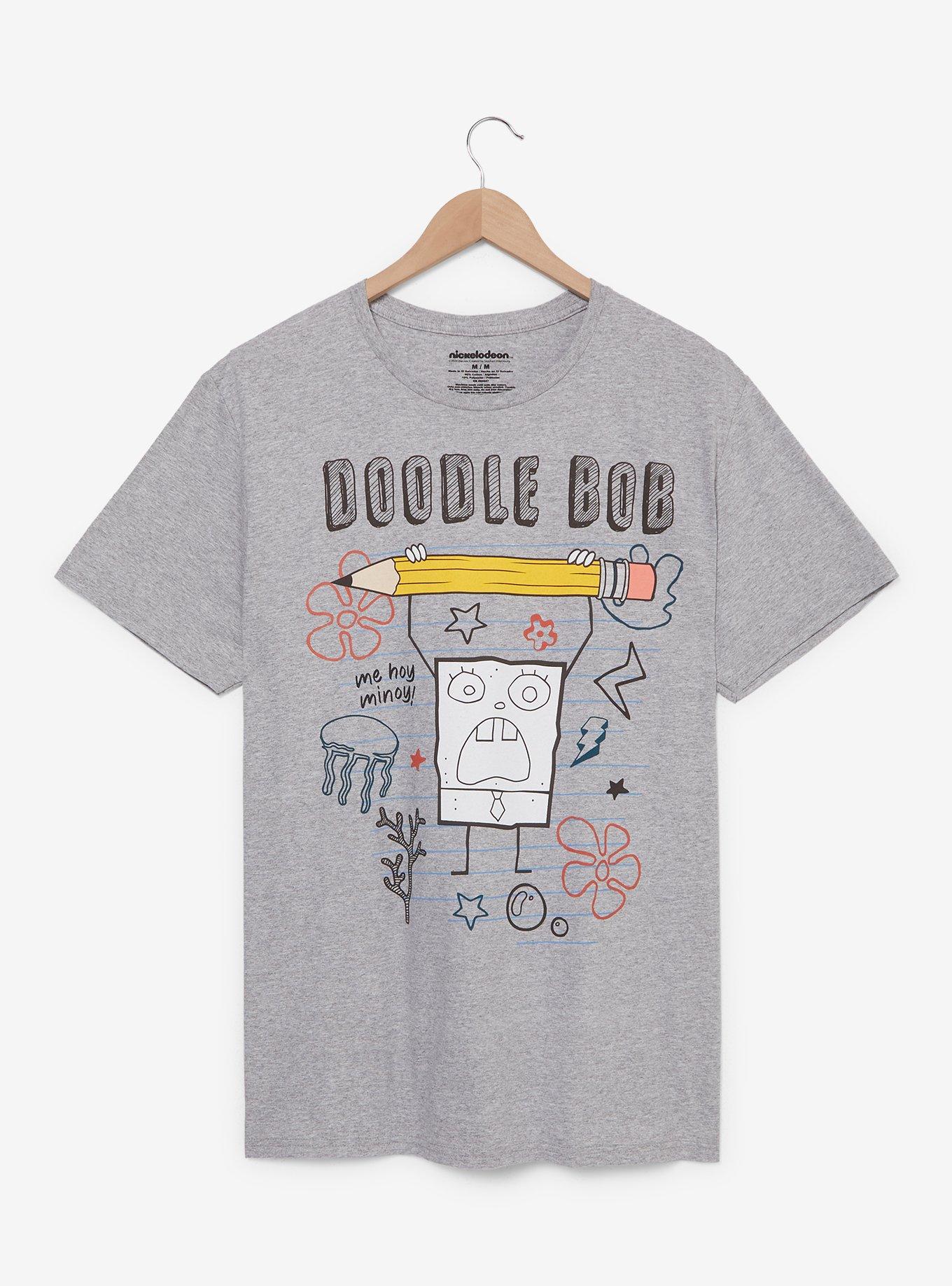 SpongeBob SquarePants DoodleBob Pencil Graphic T-Shirt — BoxLunch Exclusive, HEATHER GREY, hi-res