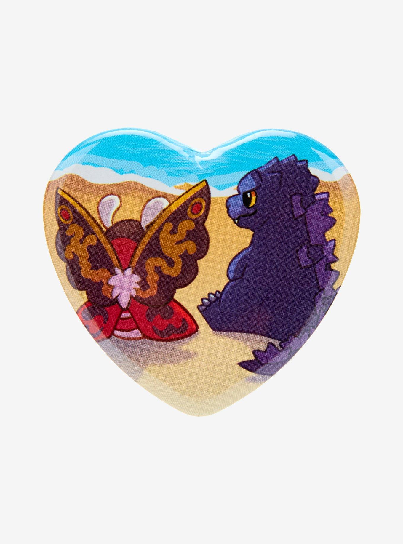 Godzilla & Mothra Beach Heart Button, , hi-res