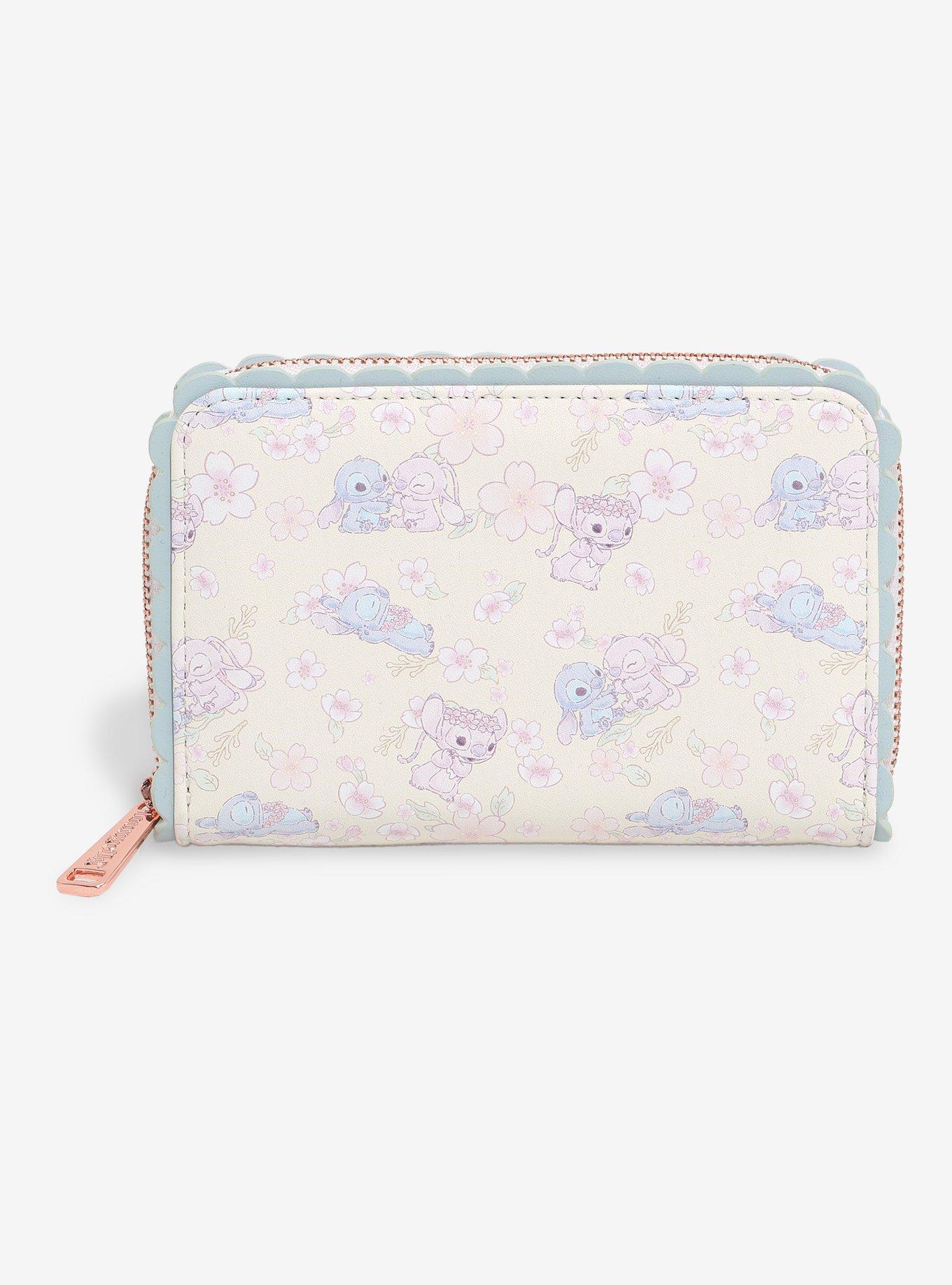 Loungefly Disney Stitch & Angel Pastel Cherry Blossoms Iridescent Zipper Wallet, , hi-res