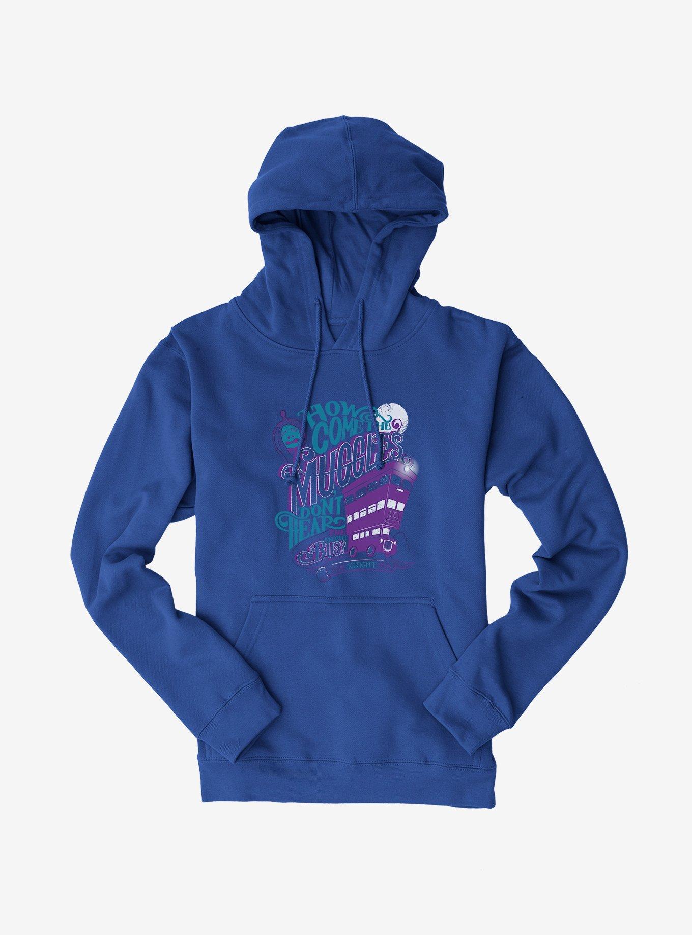 Harry Potter Muggles Don't Hear The Night Bus Hoodie, ROYAL, hi-res