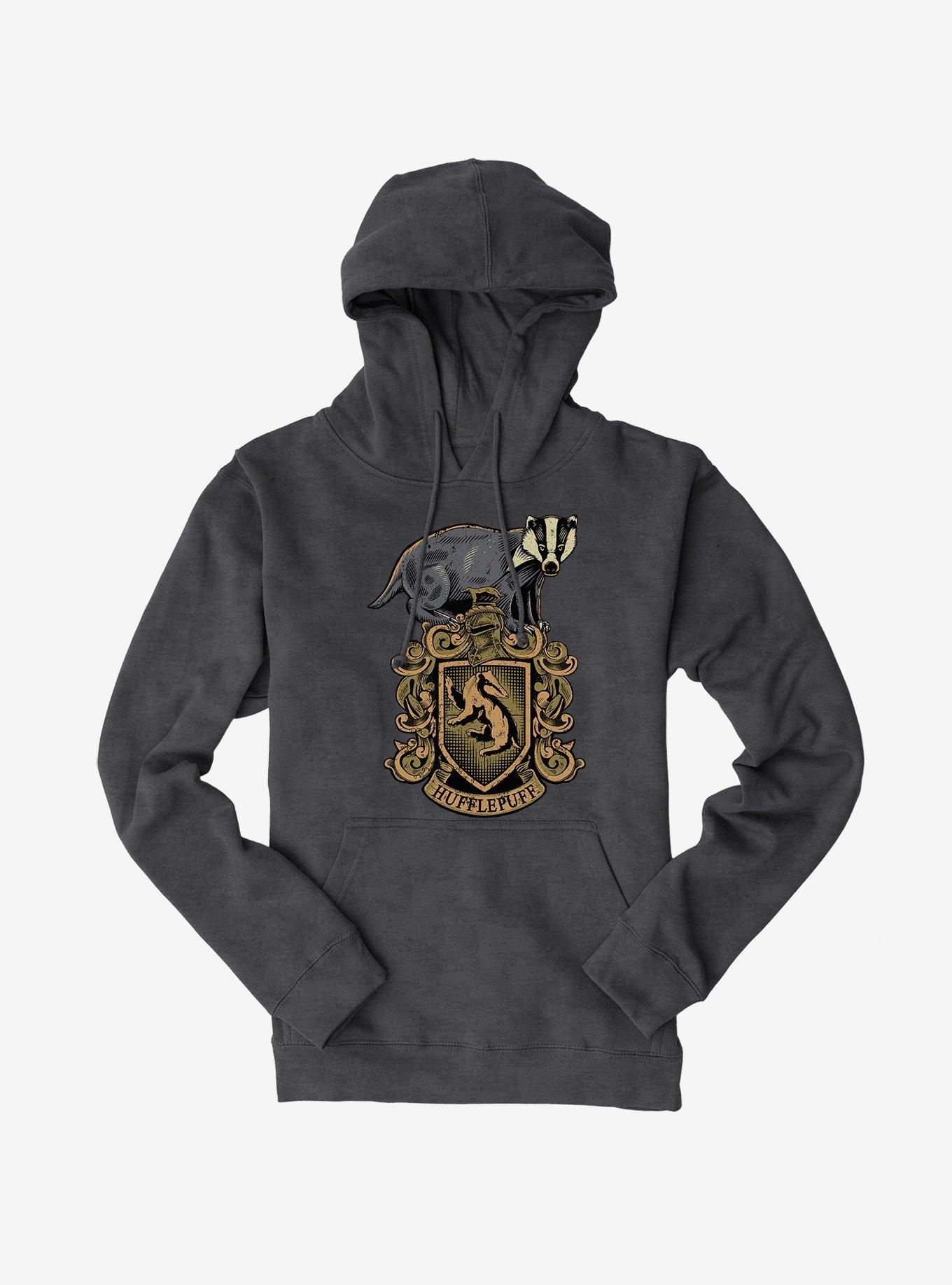 Harry Potter Hufflepuff Logo Hoodie, DARK HEATHER, hi-res