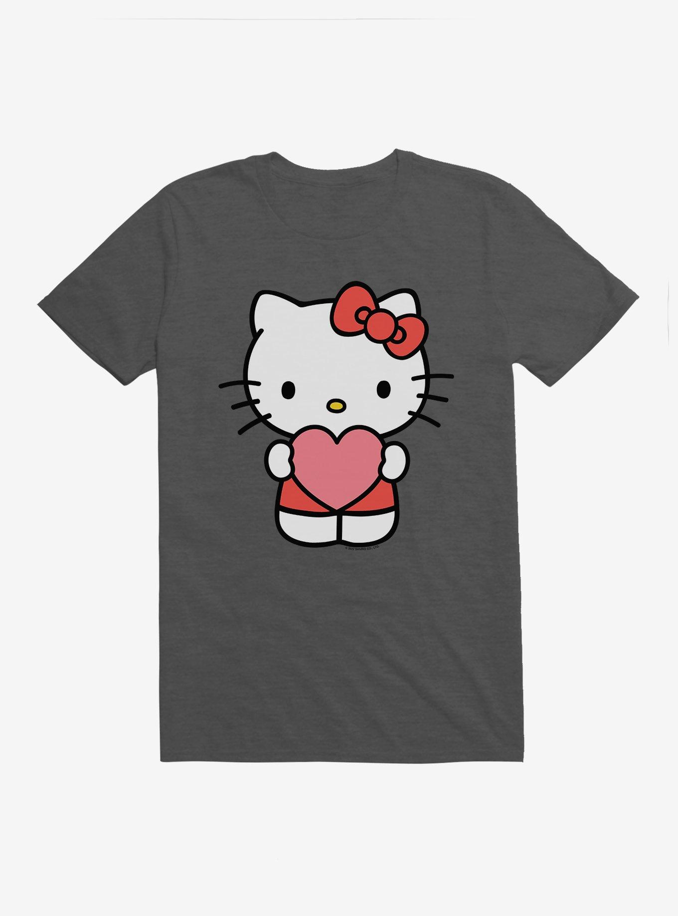 Hello Kitty Holding Heart T-Shirt, DARK HEATHER, hi-res
