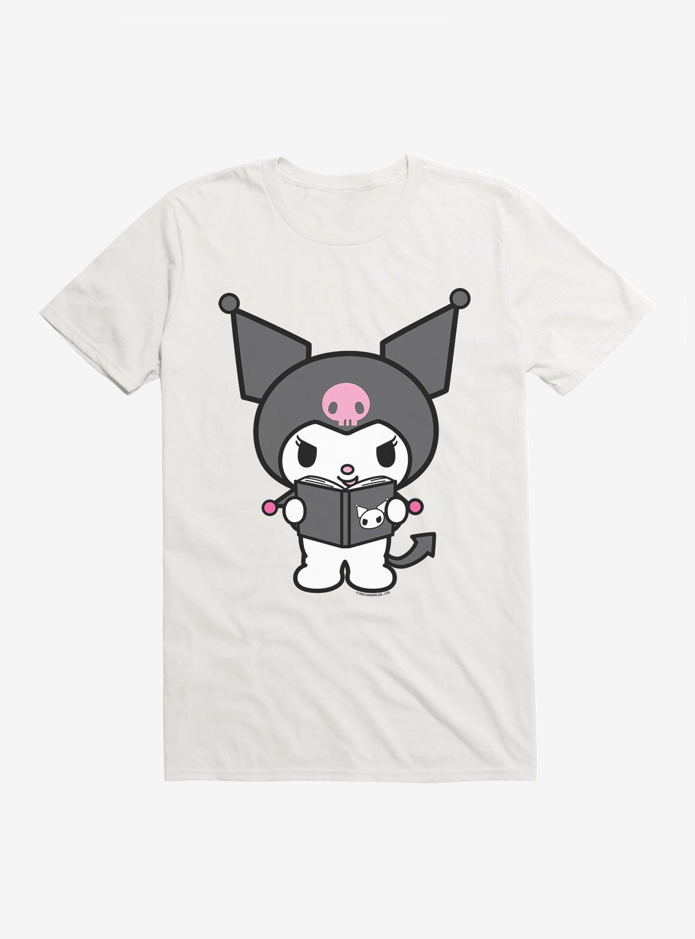 Kuromi Reading T-Shirt, WHITE, hi-res