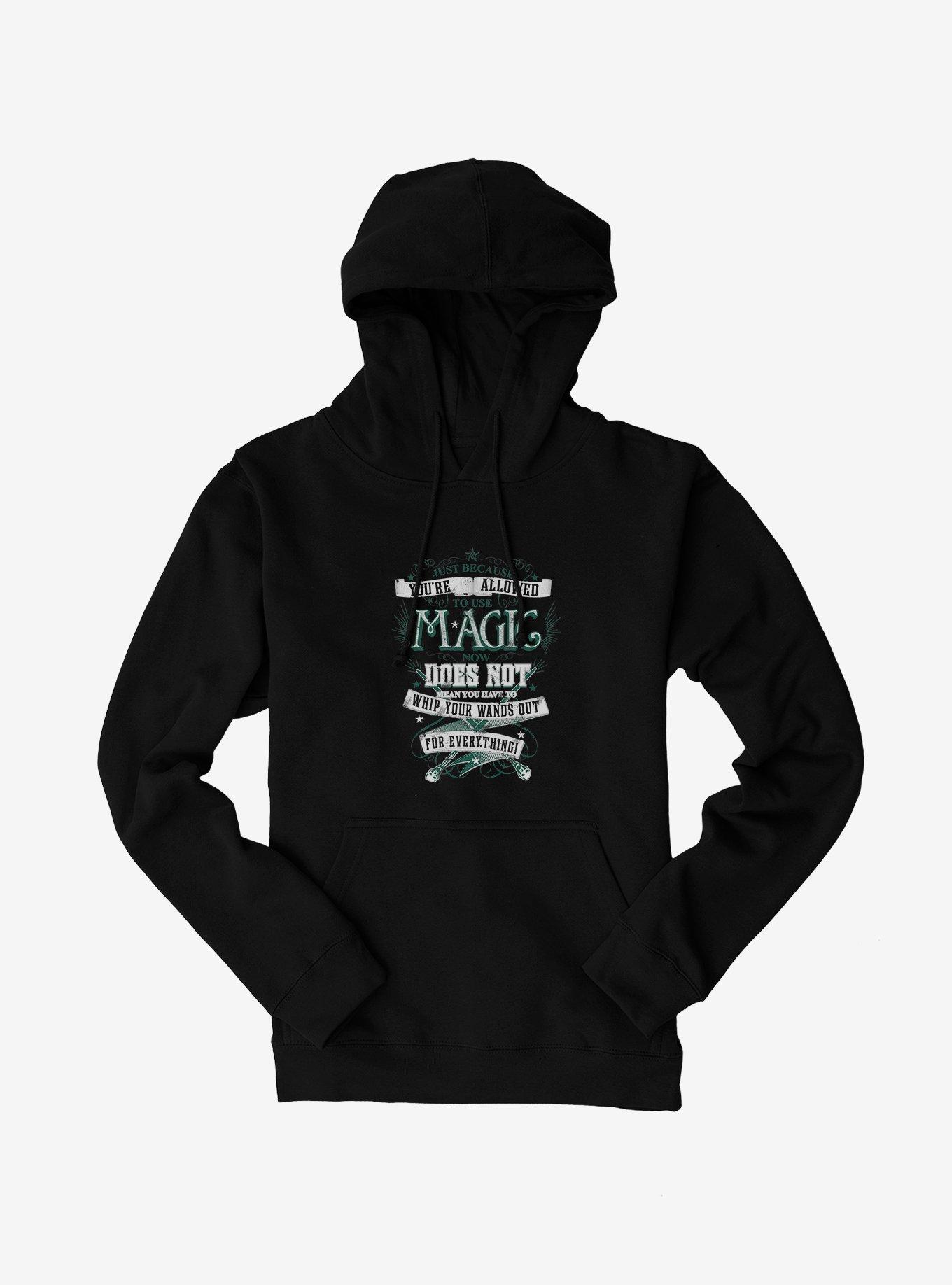 Harry Potter BW Wands Out Quote Hoodie, BLACK, hi-res