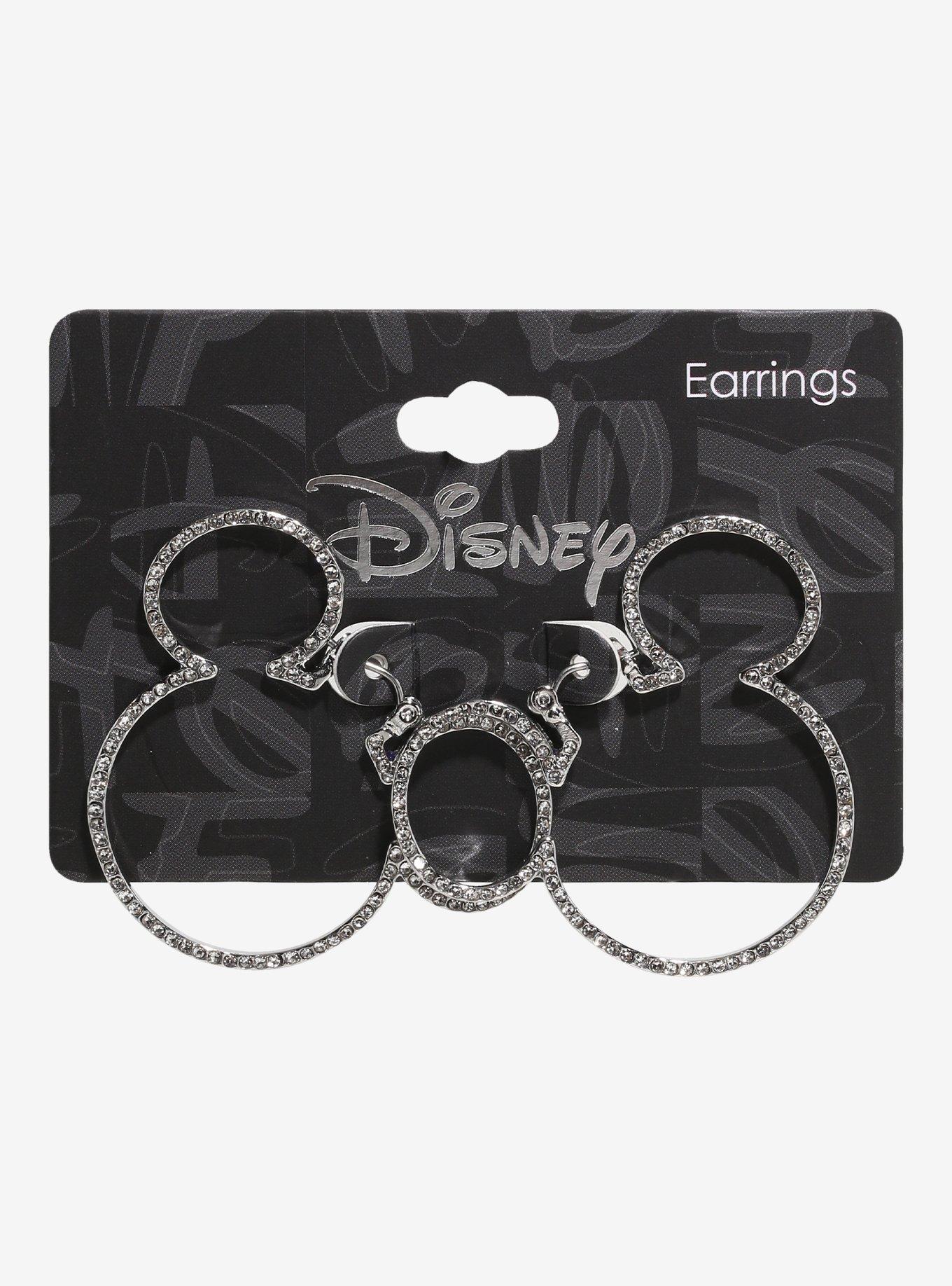 Disney Mickey Mouse Outline Bling Hoop Earrings, , hi-res