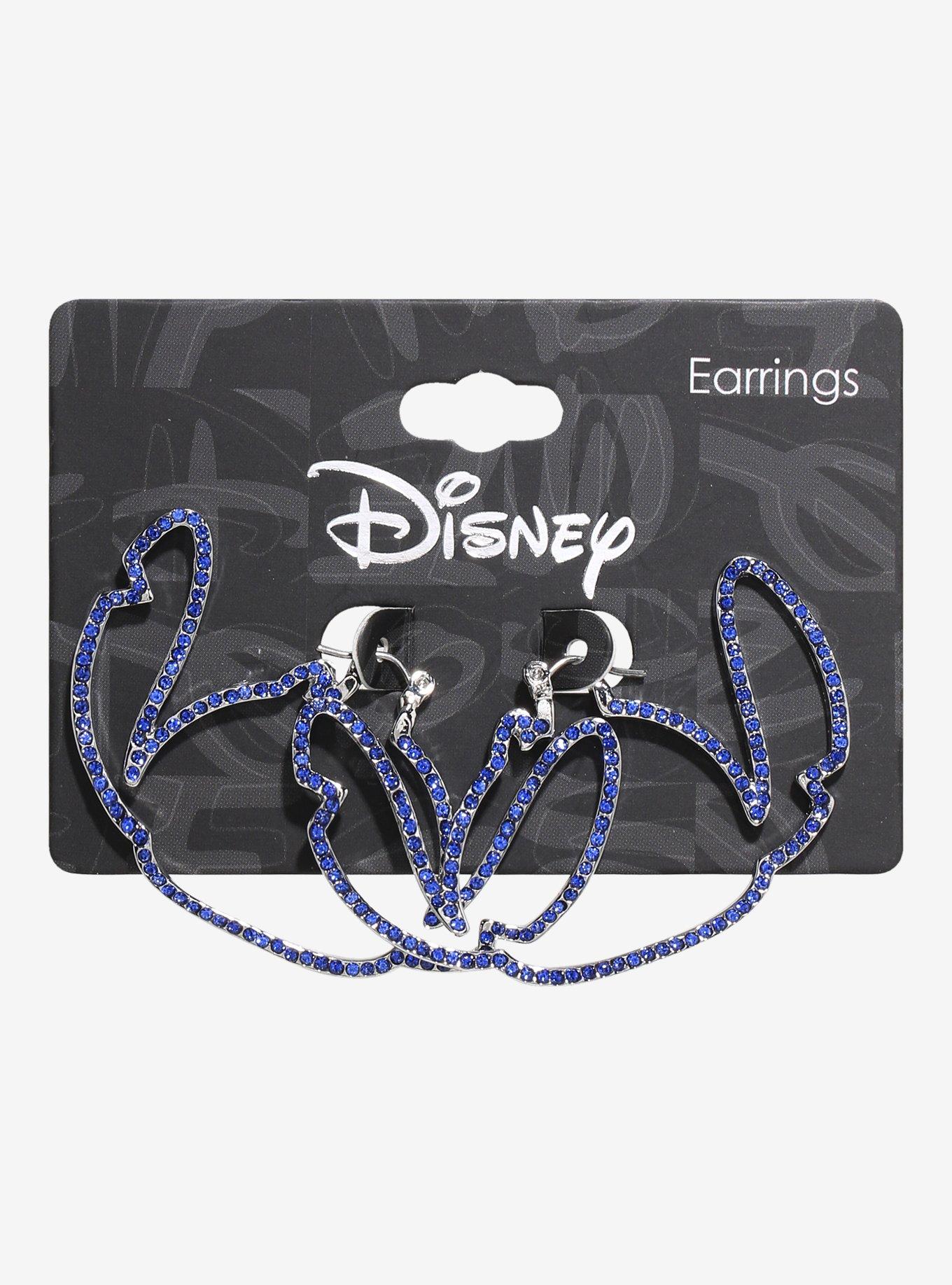 Disney Stitch Outline Bling Hoop Earrings, , hi-res