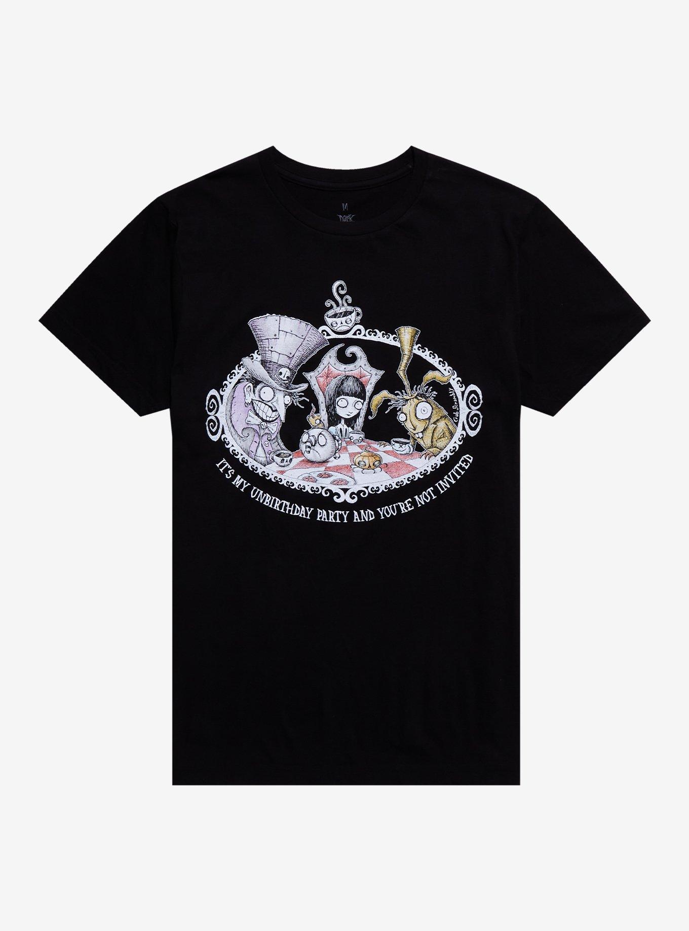 Dark Wonderland Tea Party T-Shirt By Crab Scrambly, BLACK, hi-res