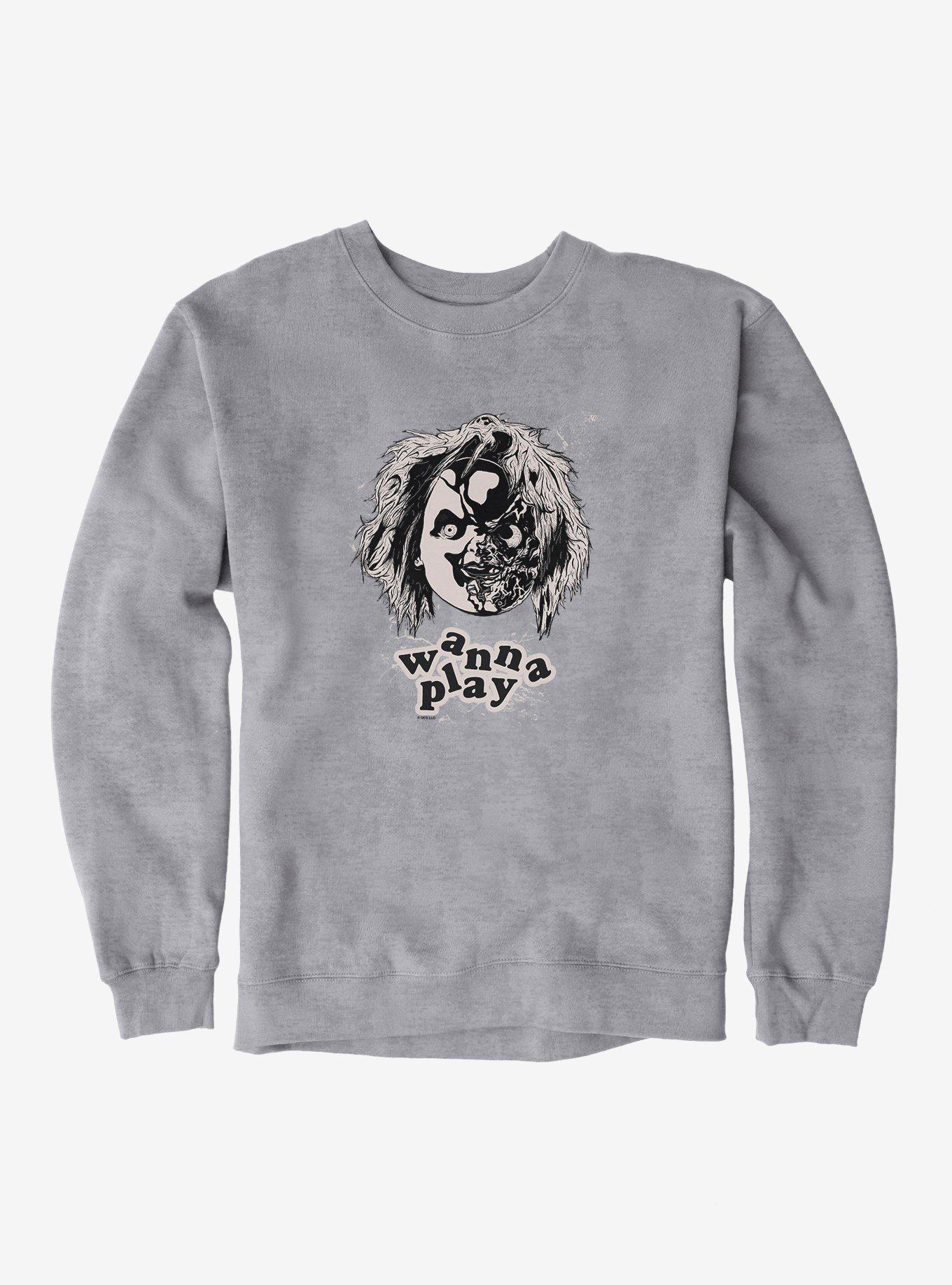 Chucky Broken Face Sweatshirt, SPORT GRAY, hi-res