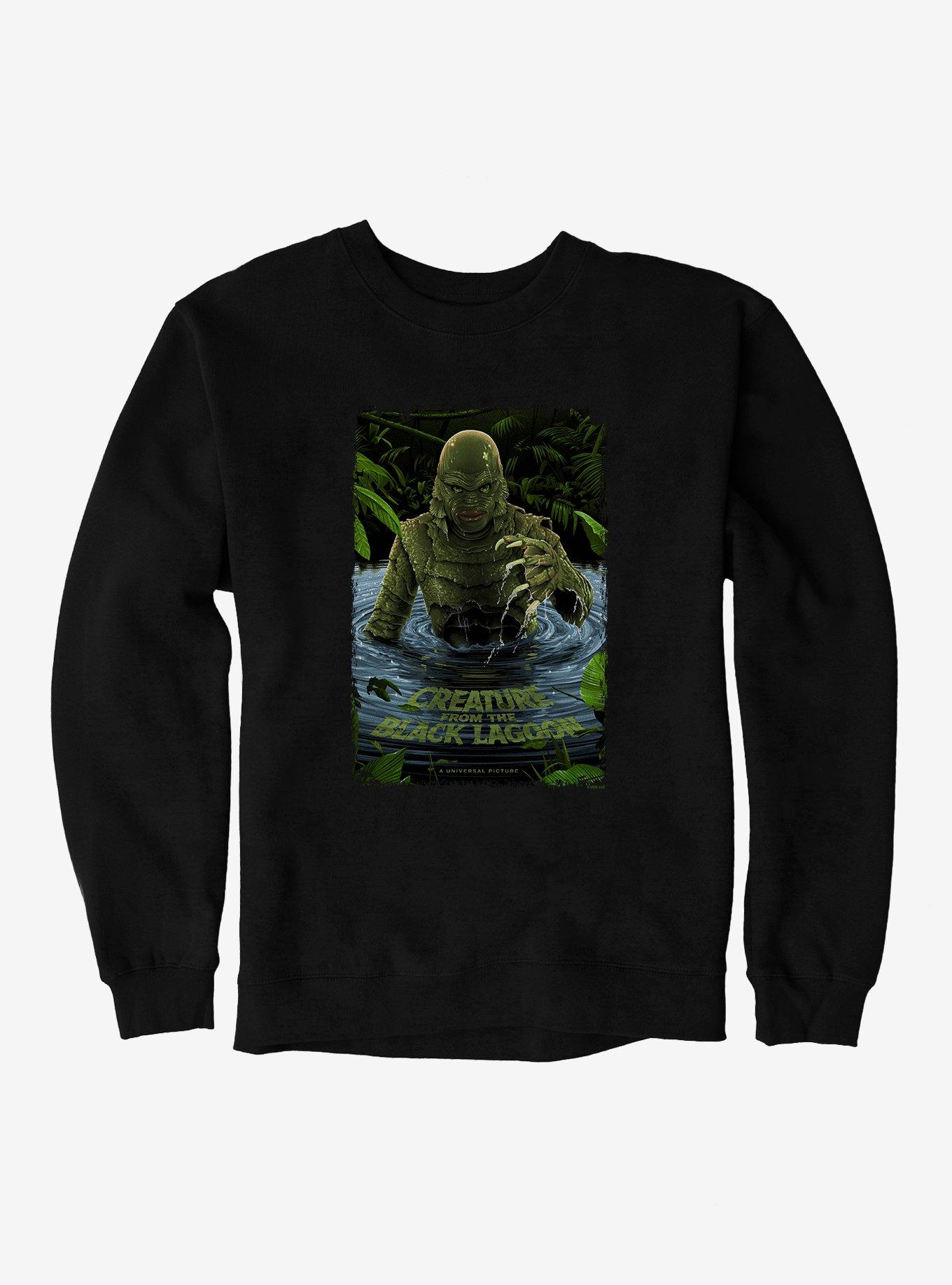 Creature From The Black Lagoon Original Horror Show Movie Poster Sweatshirt, BLACK, hi-res