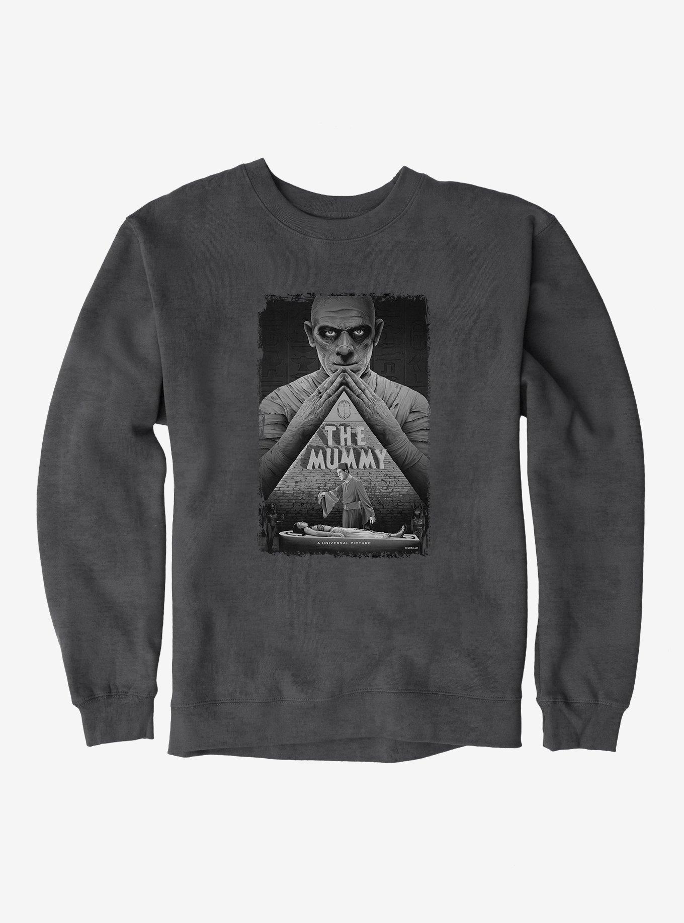 The Mummy Black & White Poster Sweatshirt, DARK HEATHER, hi-res