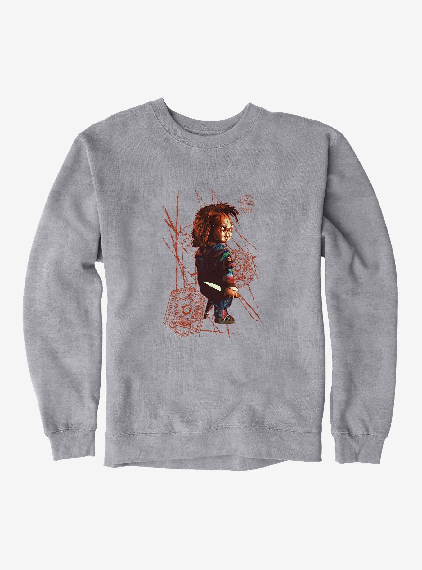 Chucky Holding Knife Sweatshirt, SPORT GRAY, hi-res