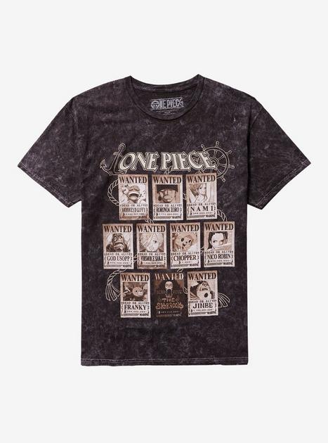 One Piece Wanted Posters Grid Dark Wash T-Shirt Hot Topic