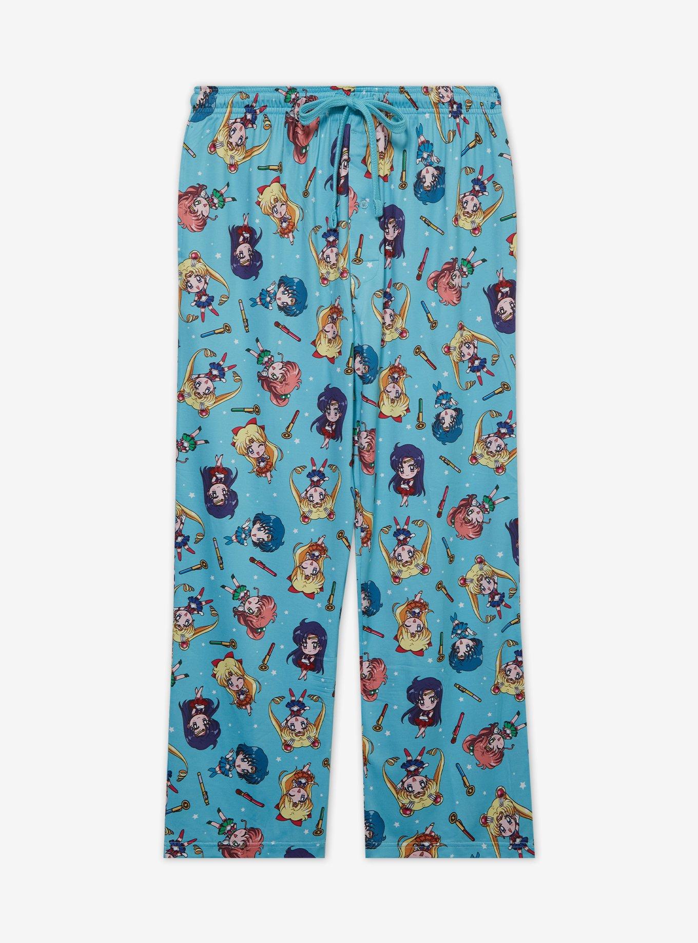 Sailor Moon Chibi Allover Print Women's Plus Size Sleep Pants, BABY BLUE, hi-res