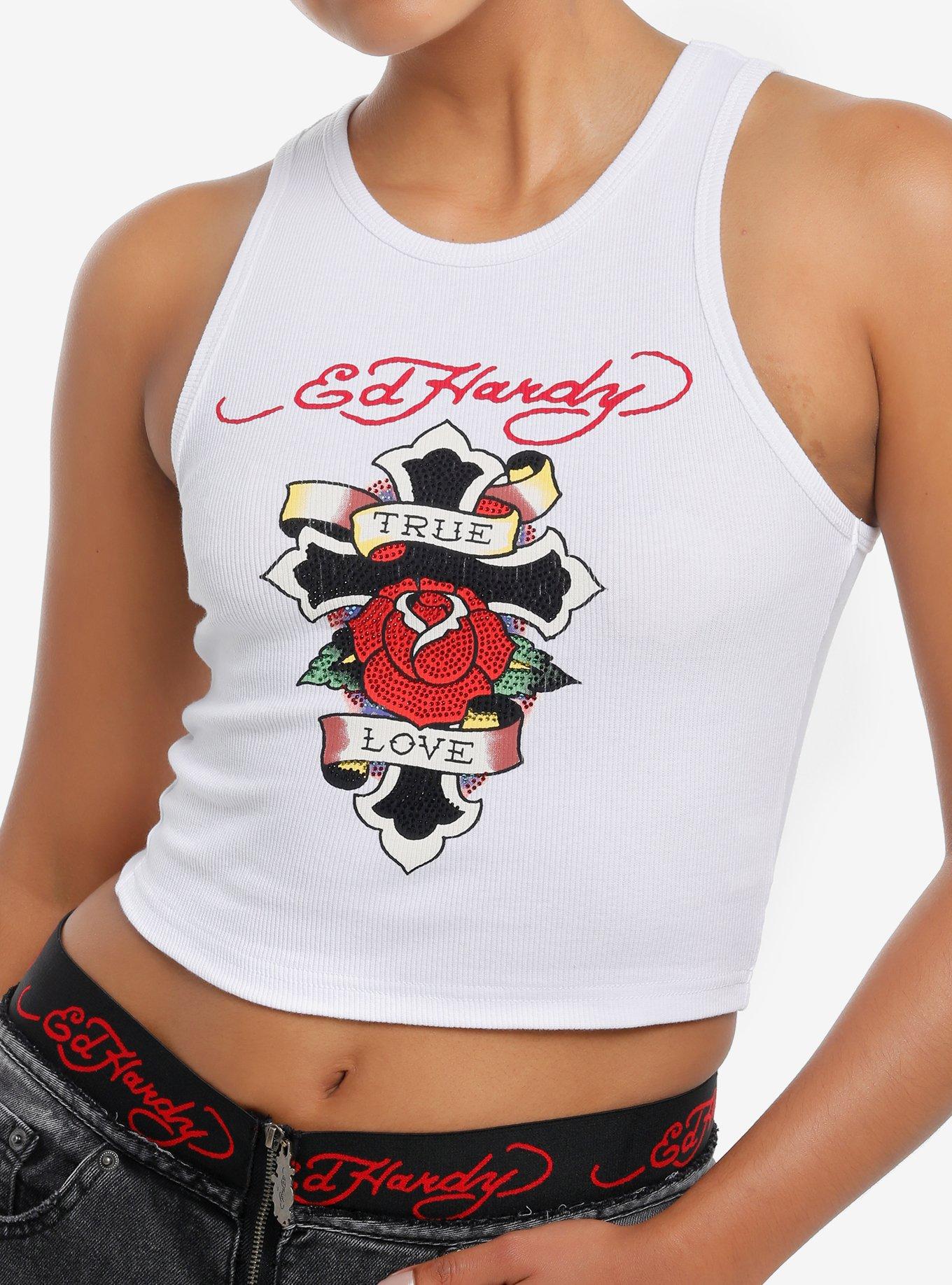 Ed Hardy True Love Rhinestone Girls Tank Top, , hi-res