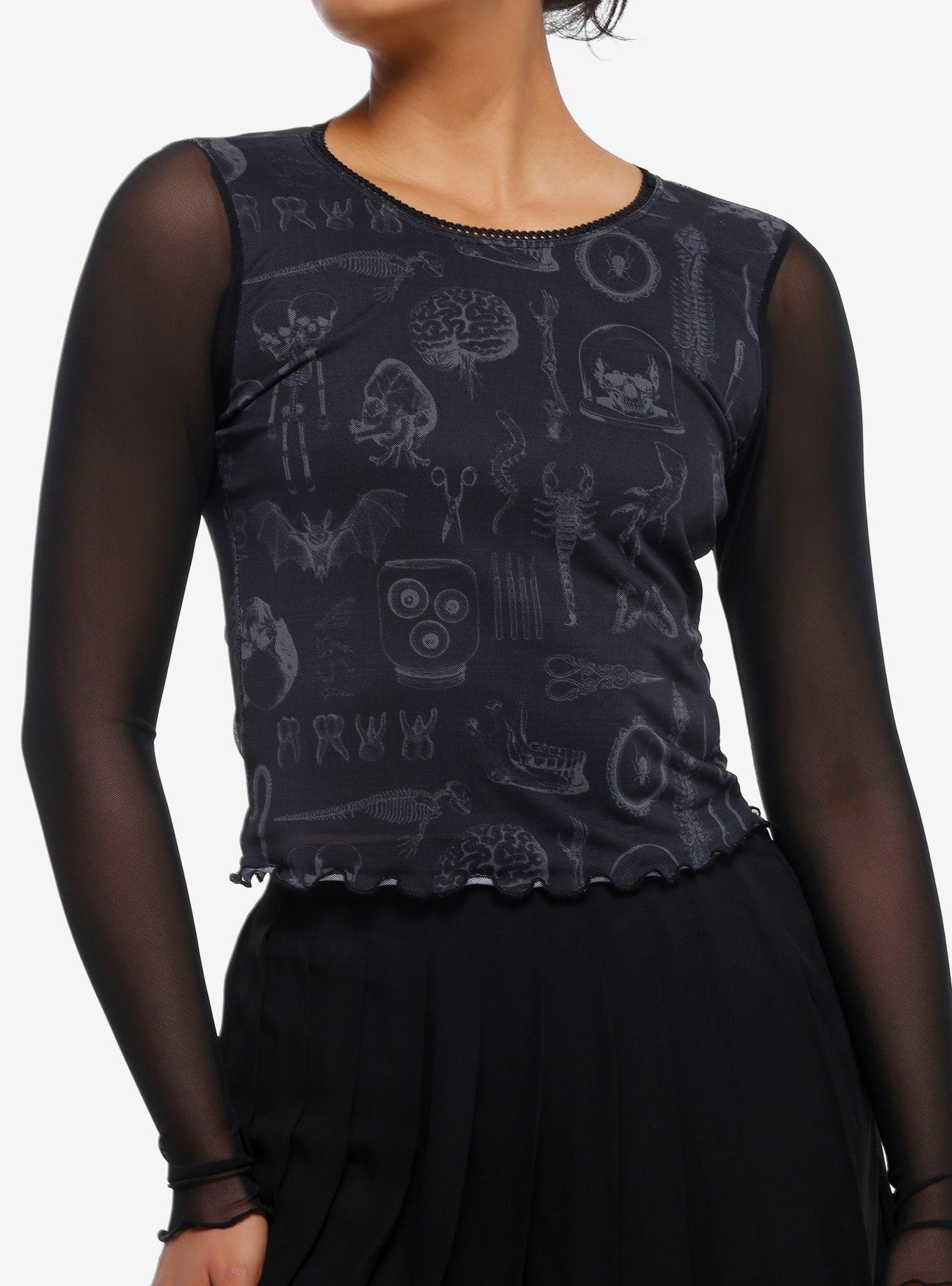 Thorn & Fable Taxidermy Mesh Girls Long-Sleeve Top, , hi-res