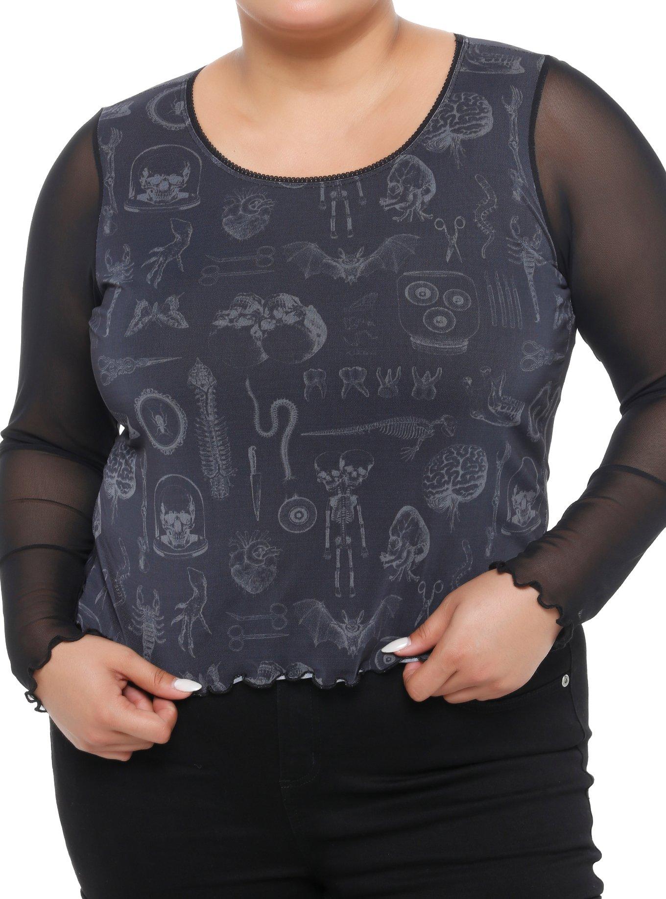 Thorn & Fable Taxidermy Mesh Girls Long-Sleeve Top Plus Size, , hi-res