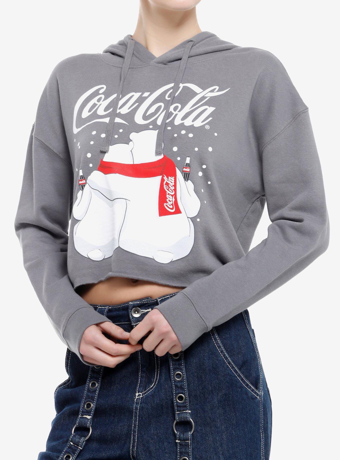 Coca-Cola Polar Bears Grey Girls Crop Hoodie, , hi-res