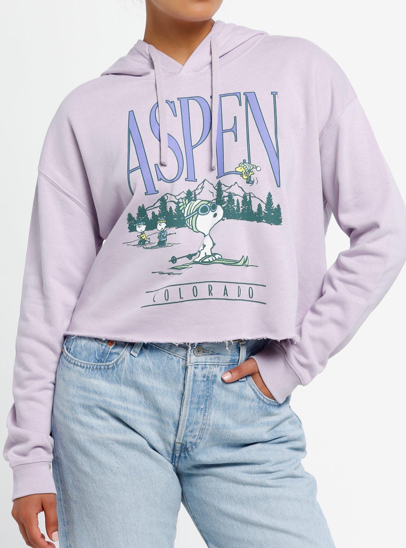 Peanuts Aspen Snoopy Skiing Girls Crop Hoodie, , hi-res