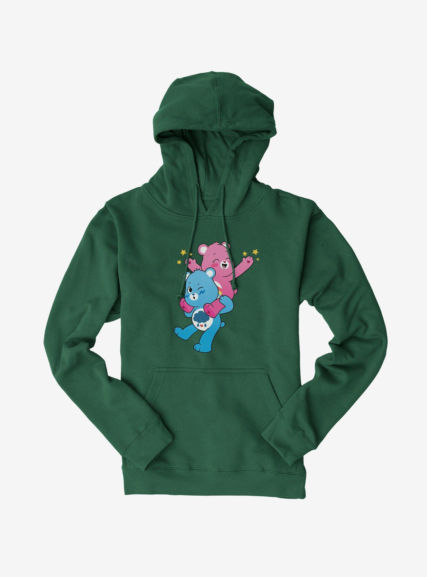 Care Bears Grumpy And Cheer Piggy Back Ride Hoodie, FOREST GREEN, hi-res