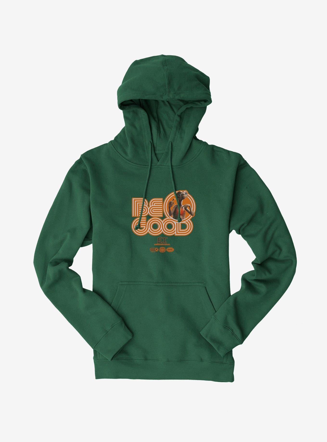 E.T. 40th Anniversary Be Good Bold Striped Font Orange Hoodie, FOREST GREEN, hi-res