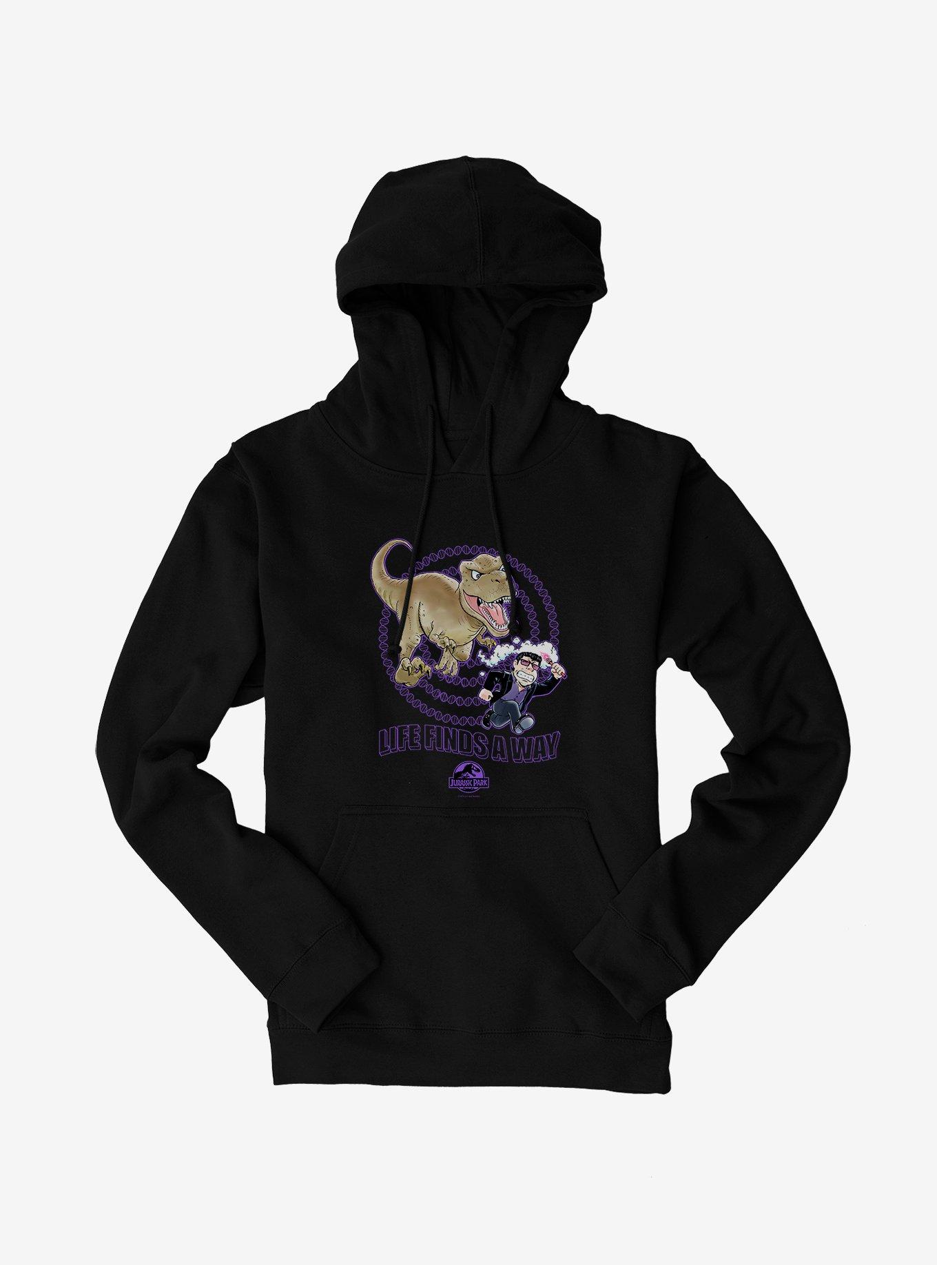 Jurassic Park Life Finds A Way Anime Hoodie, BLACK, hi-res