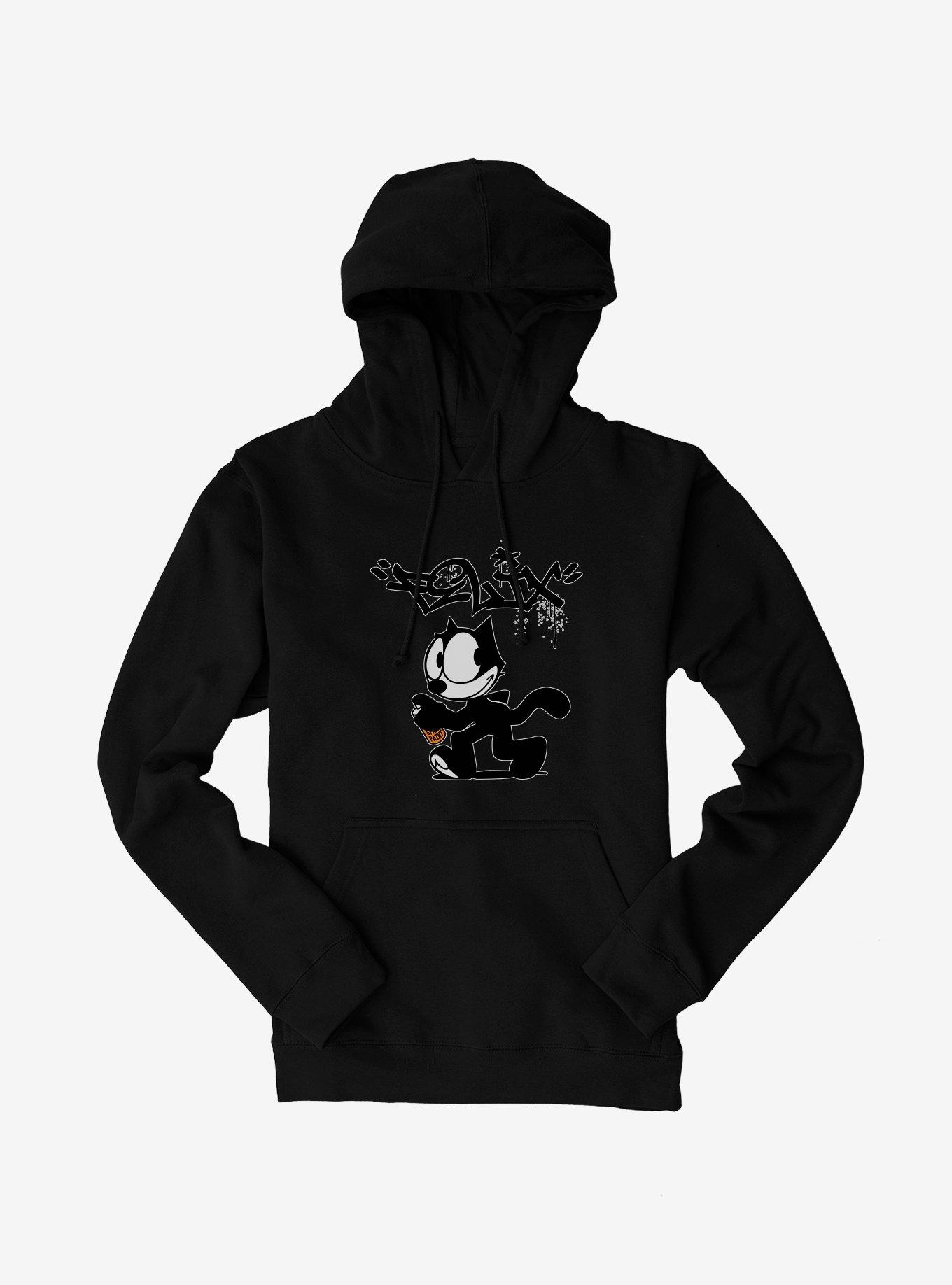 Felix The Cat Spray Painting Felix Hoodie, BLACK, hi-res