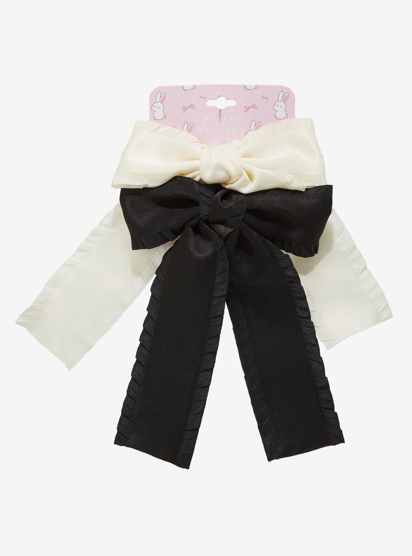 Sweet Society Wavy Black & White Hair Bow Set, , hi-res