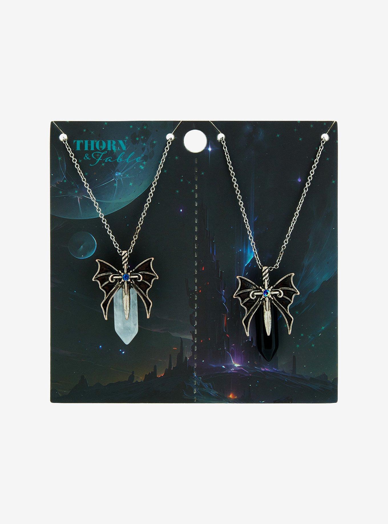 Thorn & Fable Bat Wing Crystal Best Friend Necklace Set, , hi-res