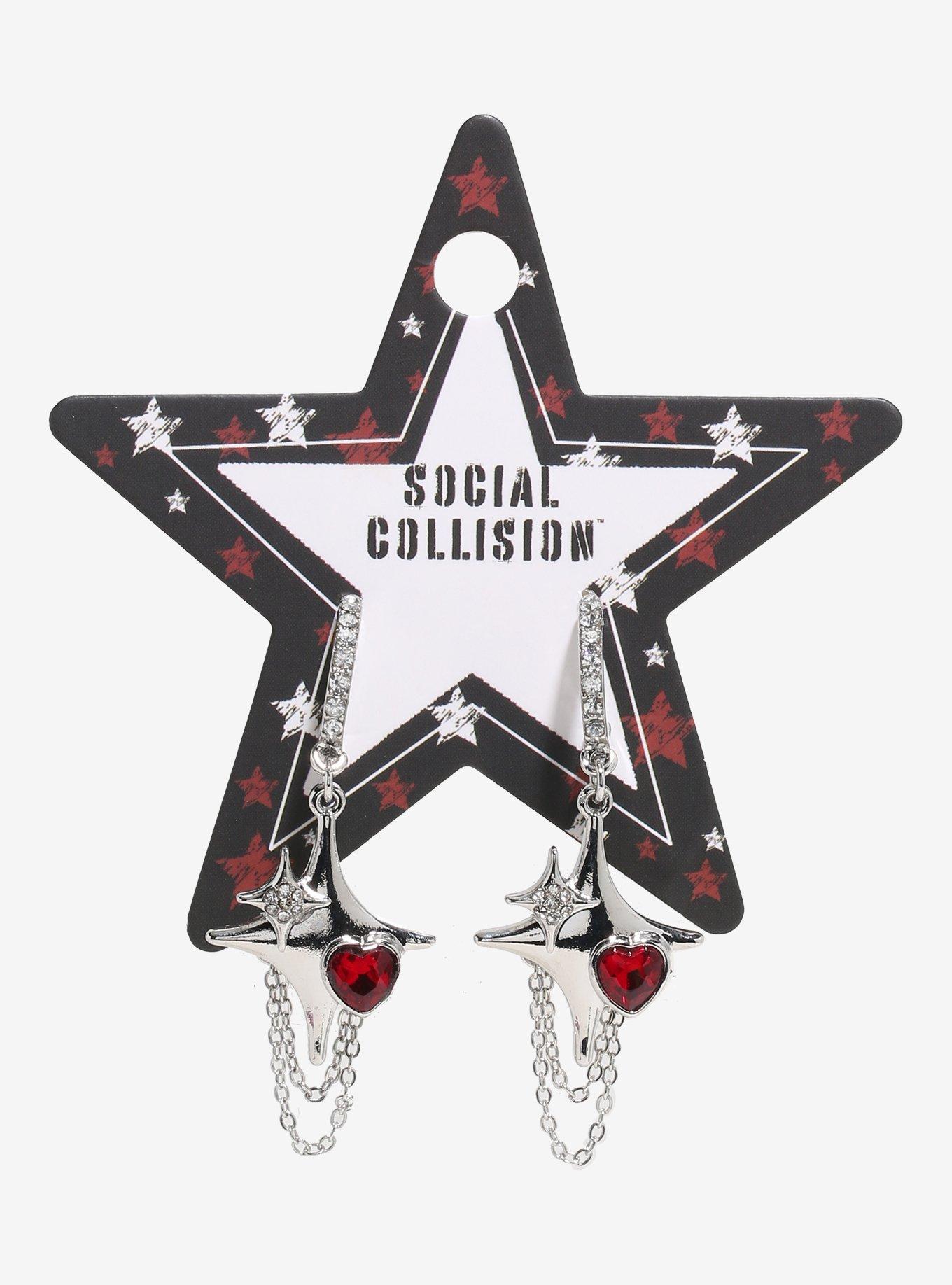 Social Collision Star Heart Drop Earrings, , hi-res