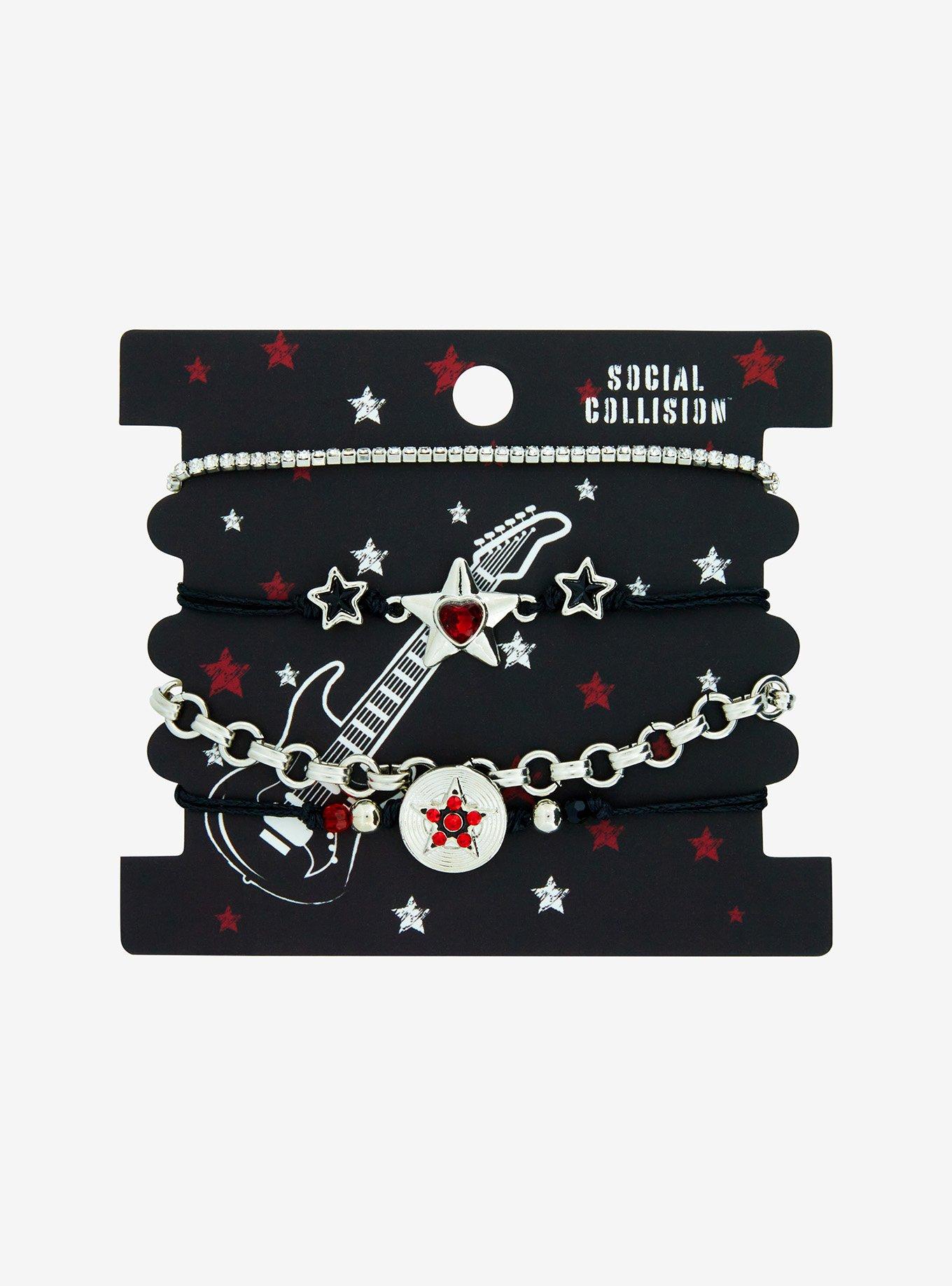 Social Collision Star Record Chain Bracelet Set, , hi-res