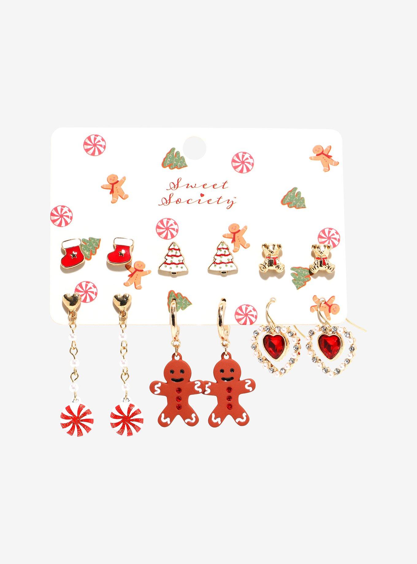 Sweet Society Gingerbread Heart Pearl Earring Set, , hi-res