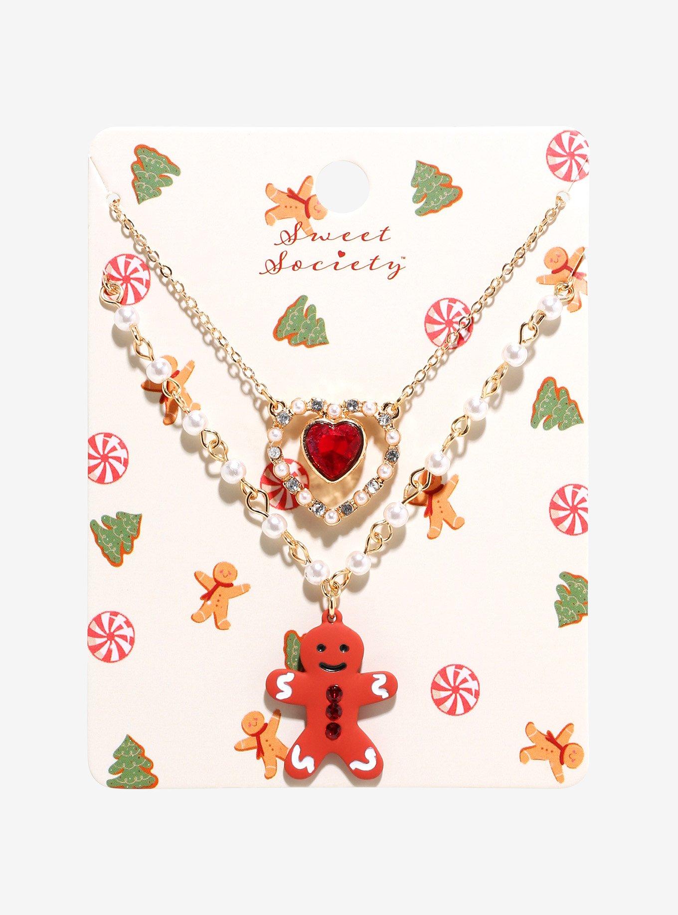 Sweet Society Gingerbread Heart Pearl Necklace Set, , hi-res