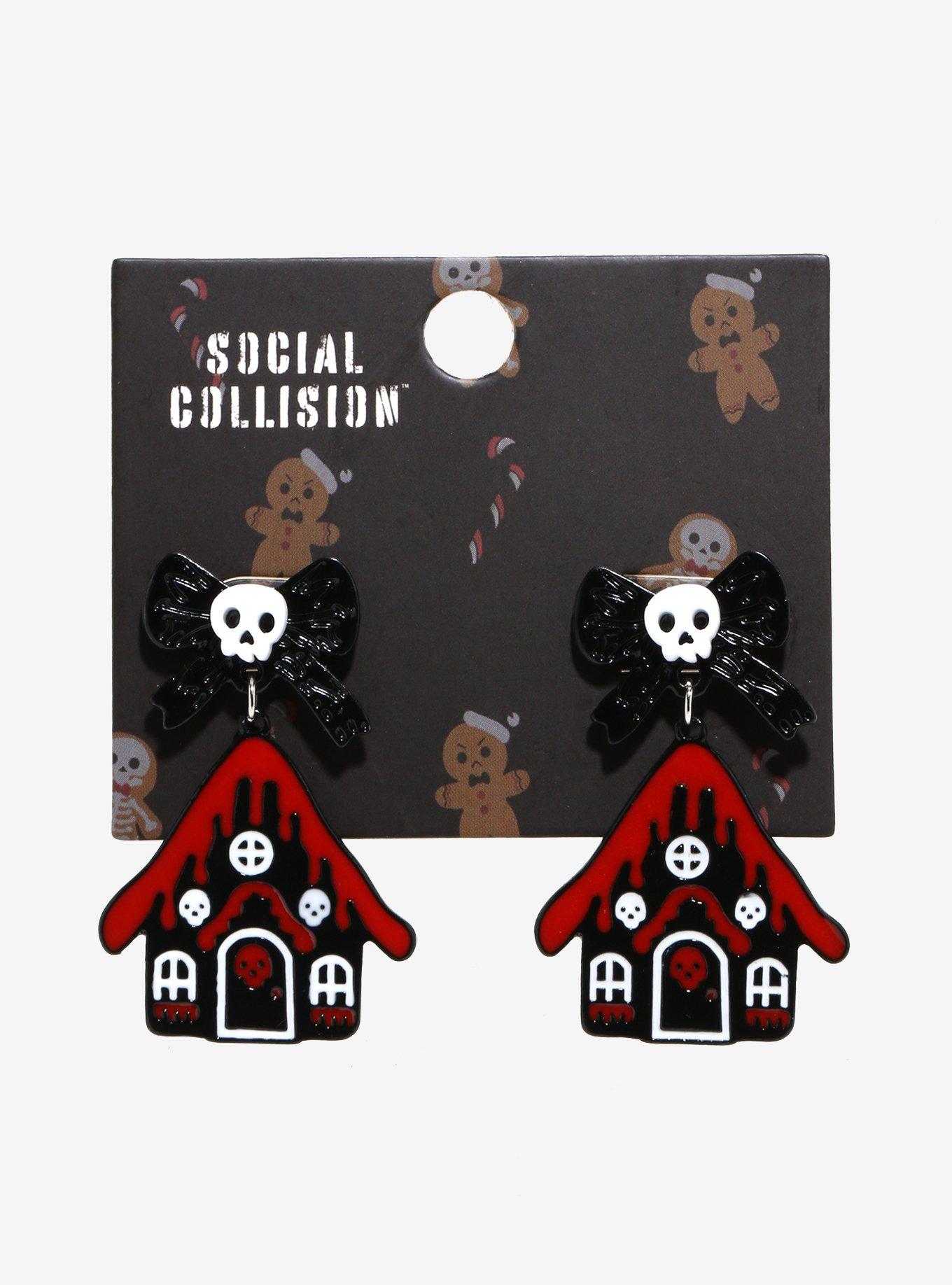 Social Collision Goth Gingerbread House Drop Earrings, , hi-res