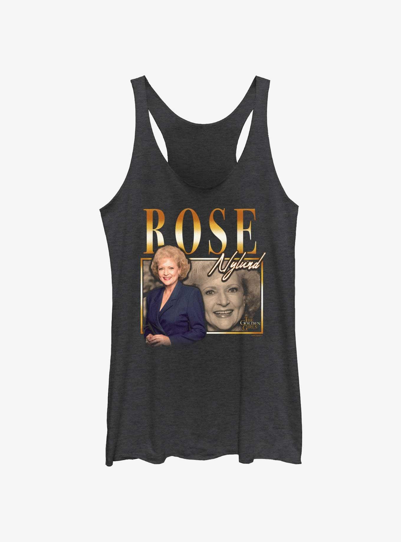 The Golden Girls Rose Retro Girls Tank, BLK HTR, hi-res