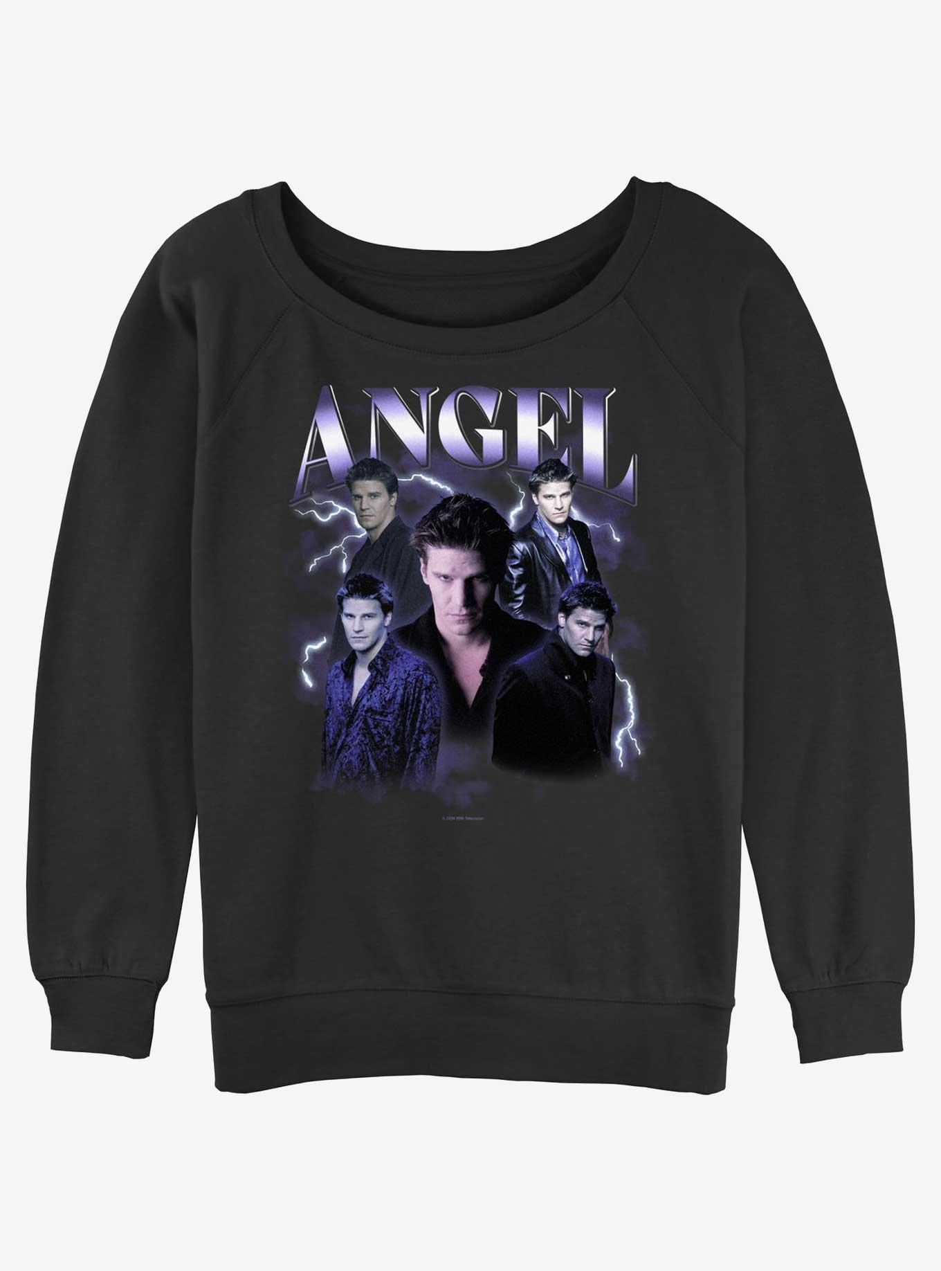 Buffy The Vampire Slayer Angel Retro Montage Girls Slouchy Sweatshirt, , hi-res