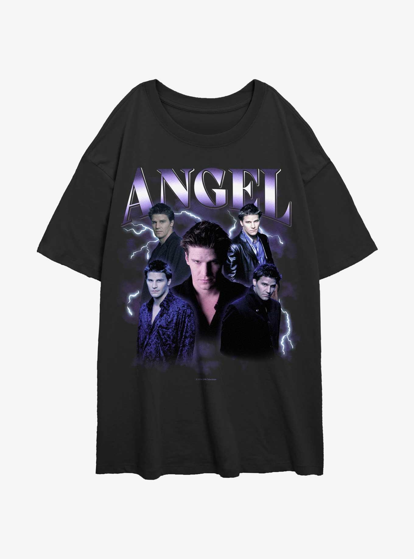 Buffy The Vampire Slayer Angel Retro Montage Girls Oversized T-Shirt, , hi-res