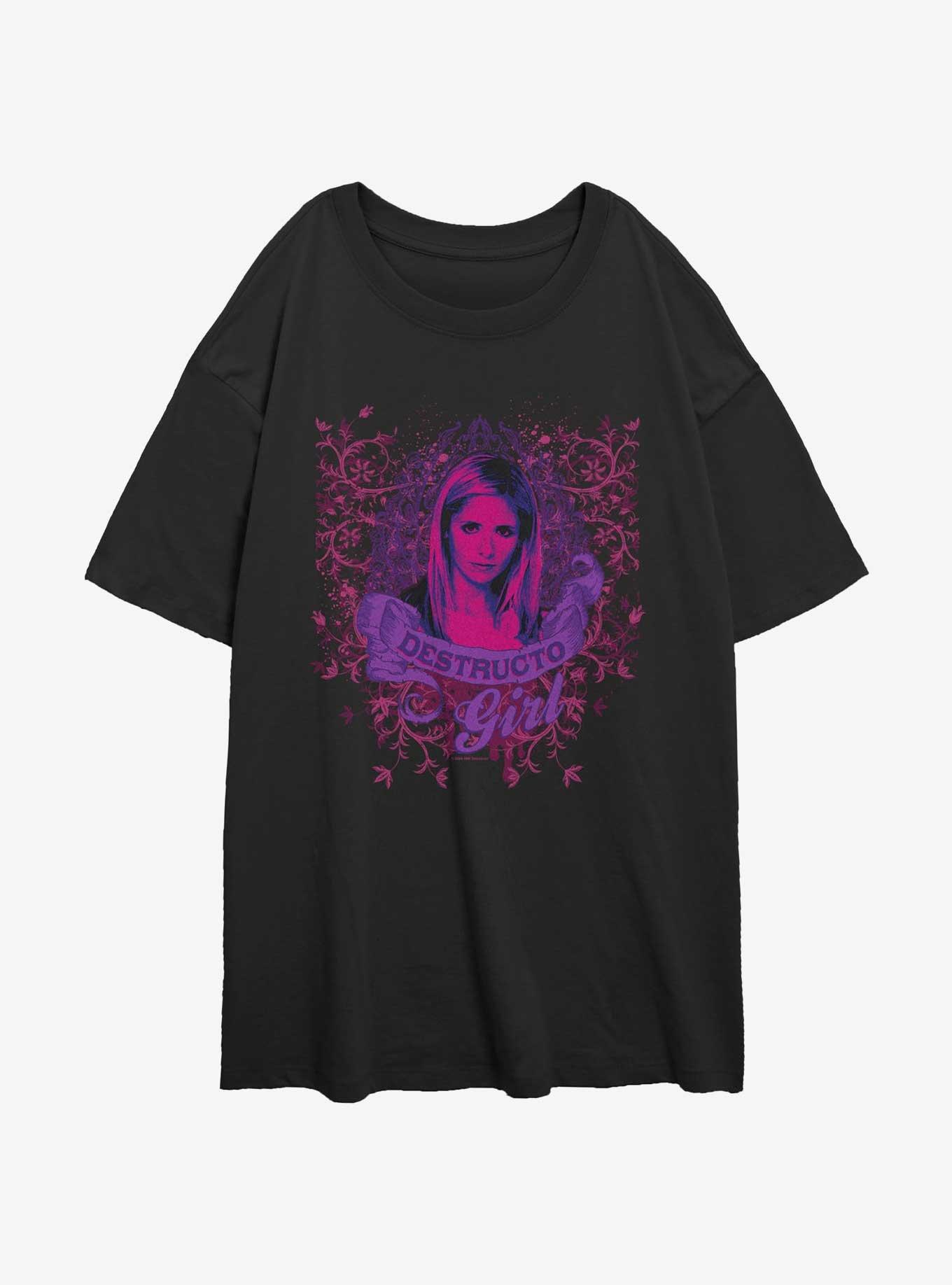 Buffy The Vampire Slayer Destructo Girl Girls Oversized T-Shirt, BLACK, hi-res