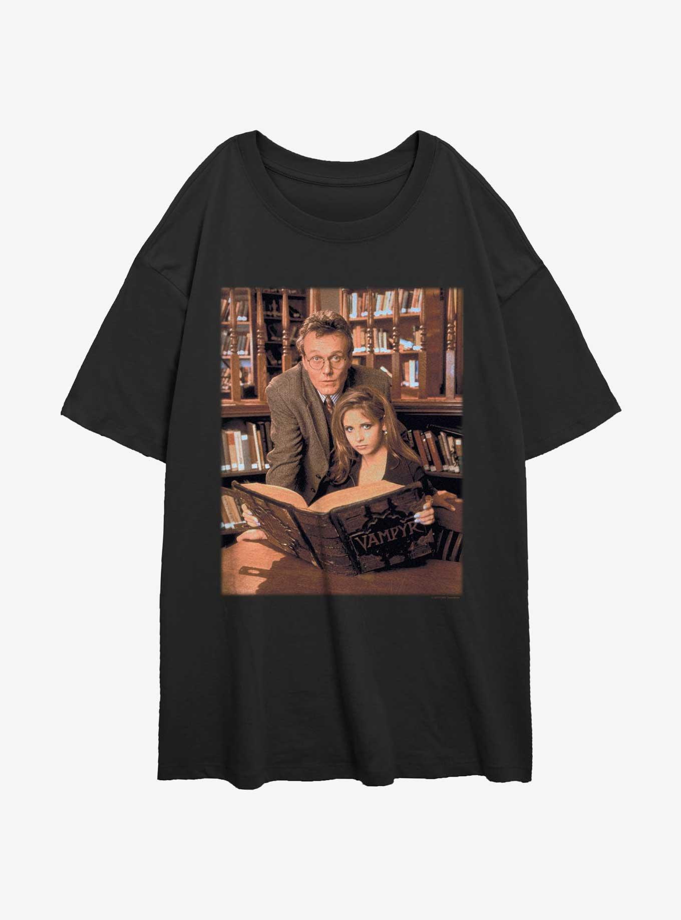 Buffy The Vampire Slayer Buffy Book Portrait Girls Oversized T-Shirt, BLACK, hi-res