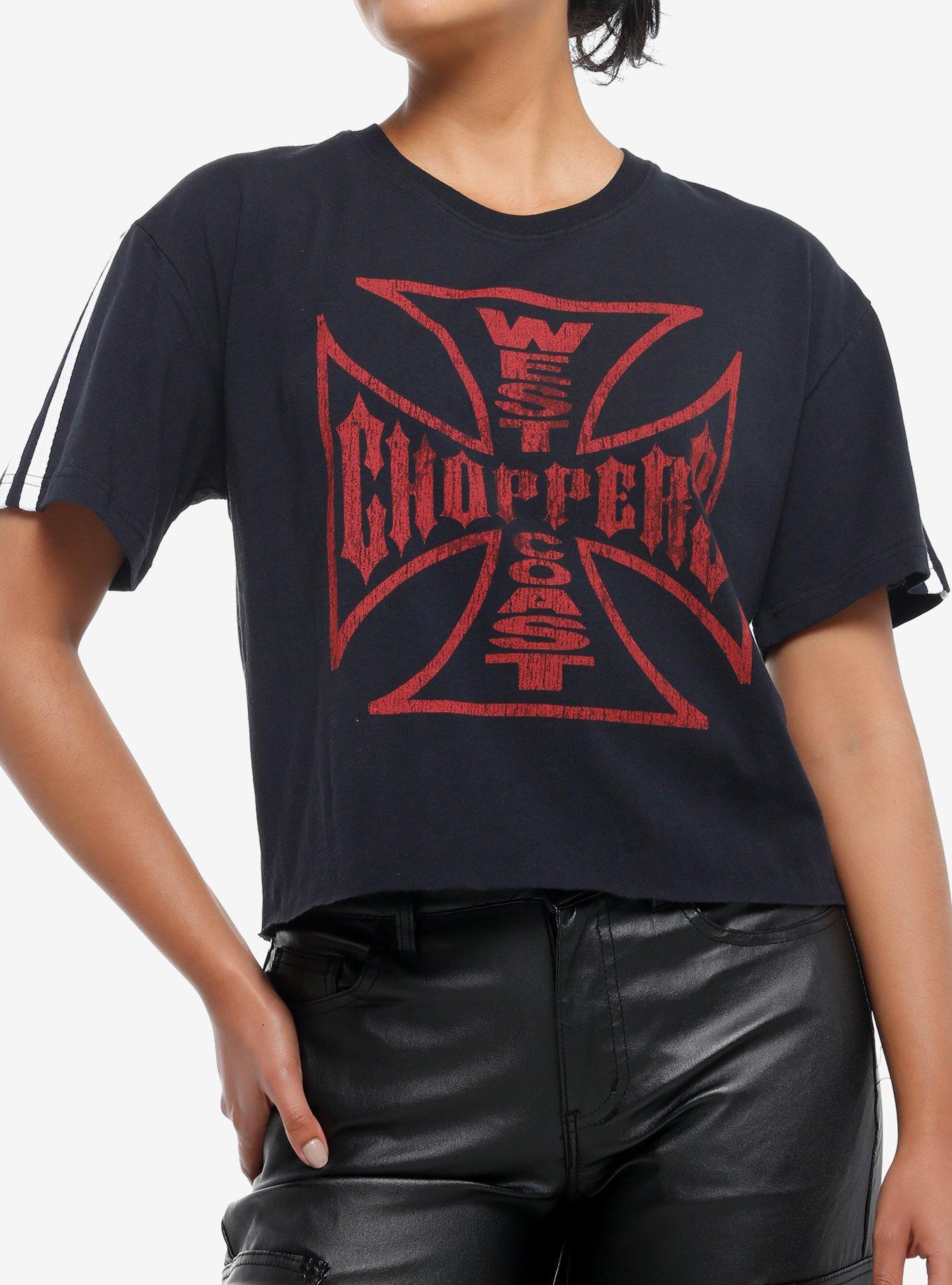 West Coast Choppers Stripe Girls Crop T-Shirt, , hi-res