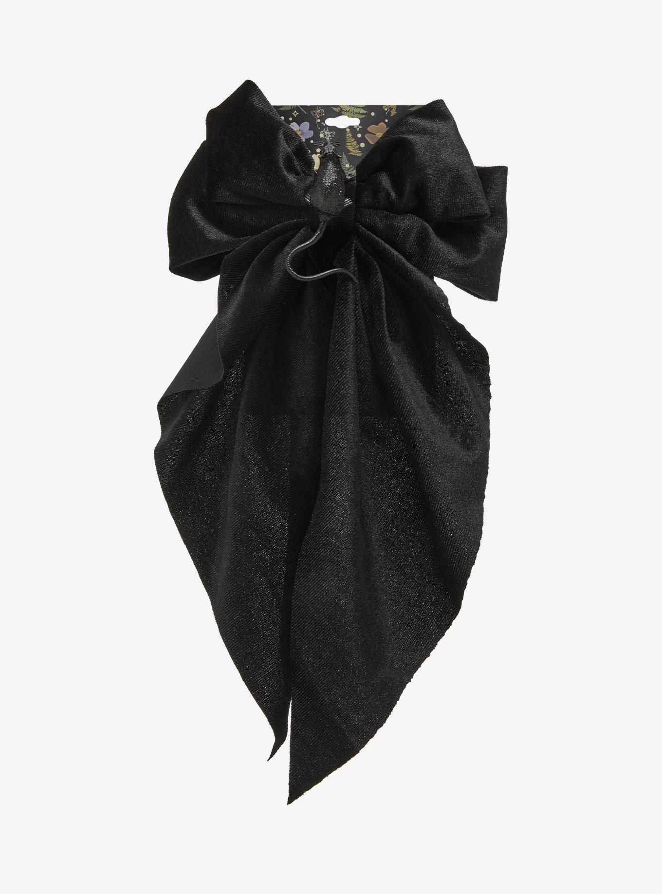 Rat Black Velvet Hair Bow, , hi-res