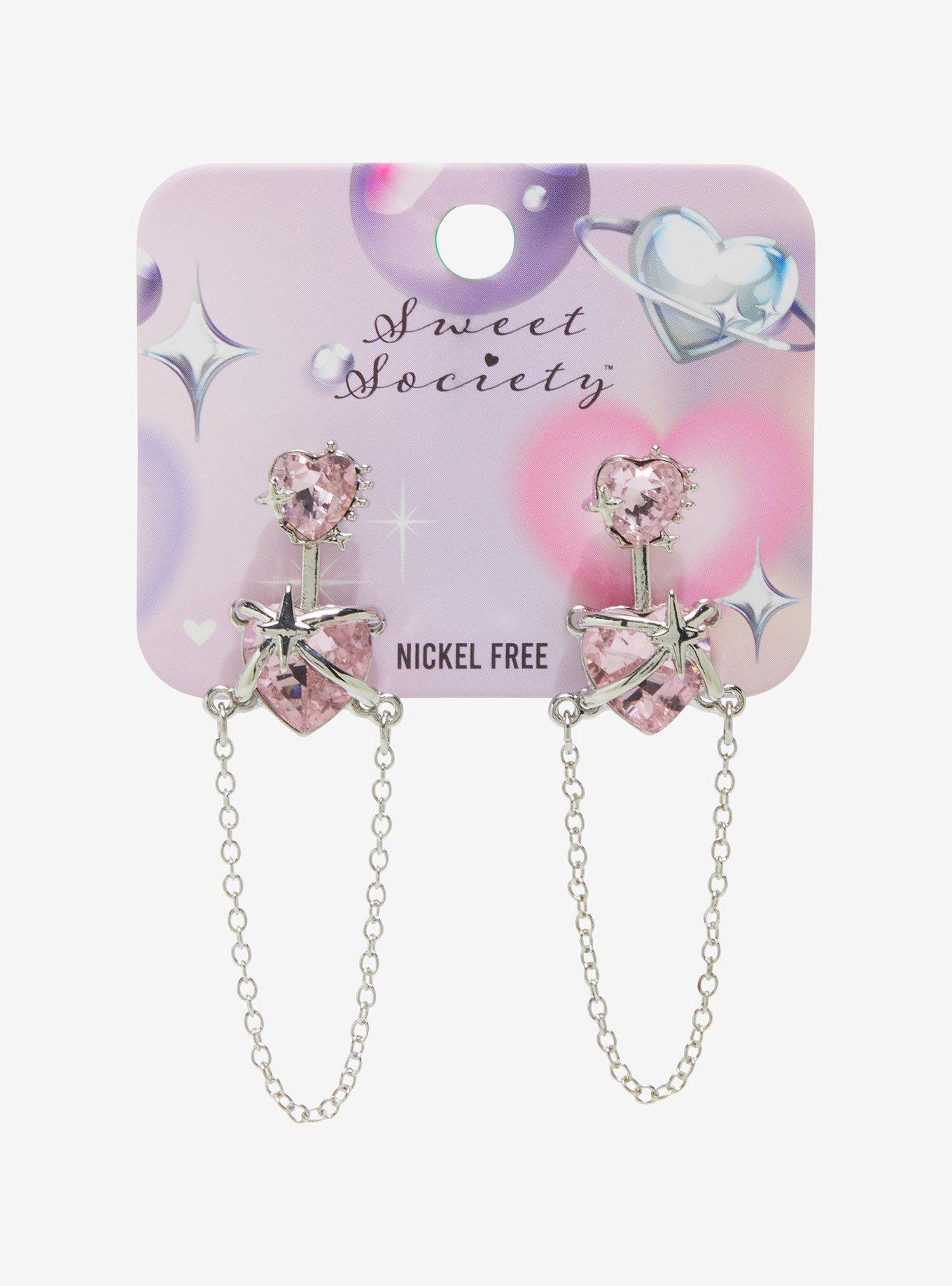 Sweet Society Heart Star Chain Earrings, , hi-res