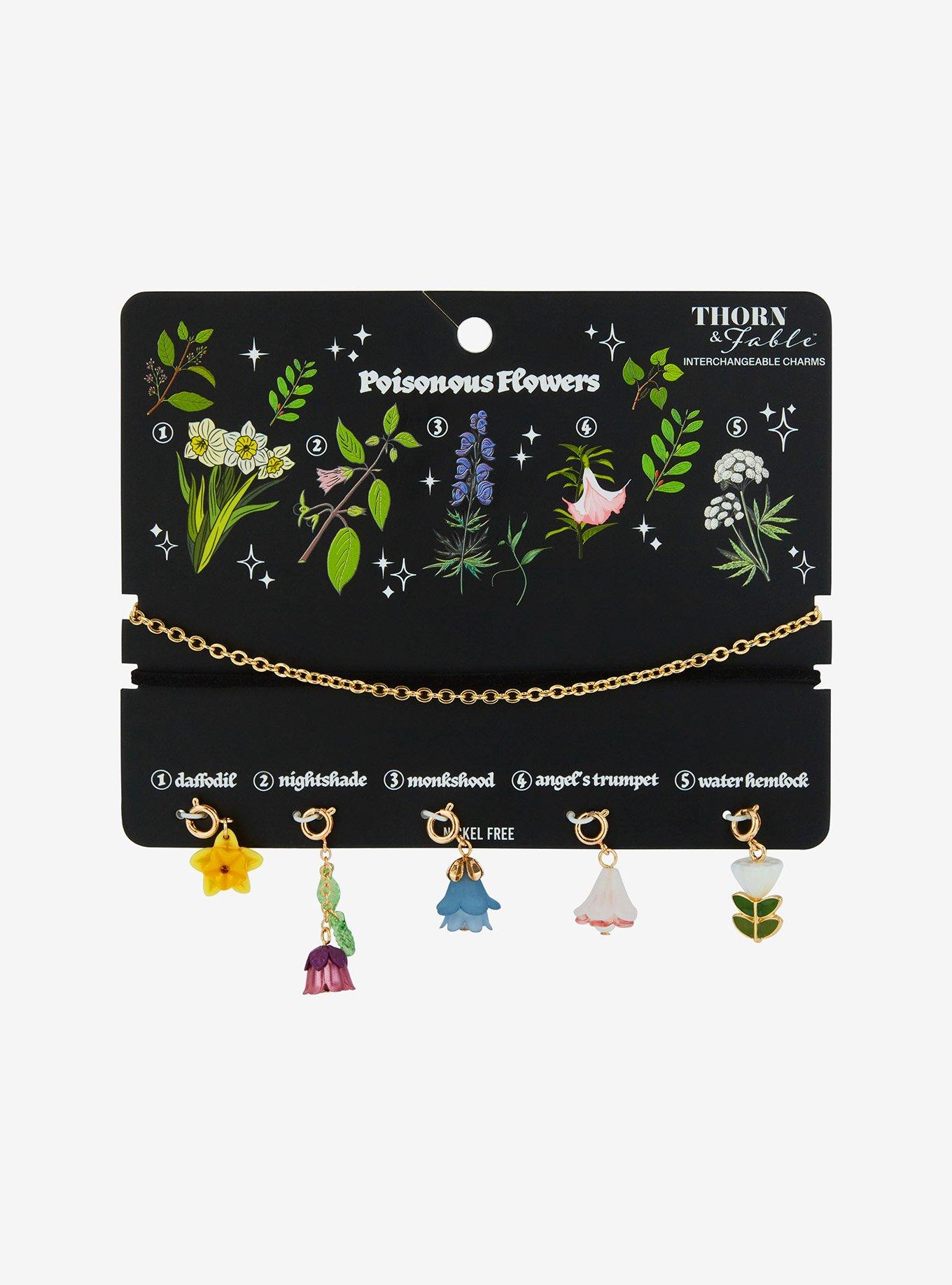 Thorn & Fable Poisonous Flowers Choker Charm Set, , hi-res