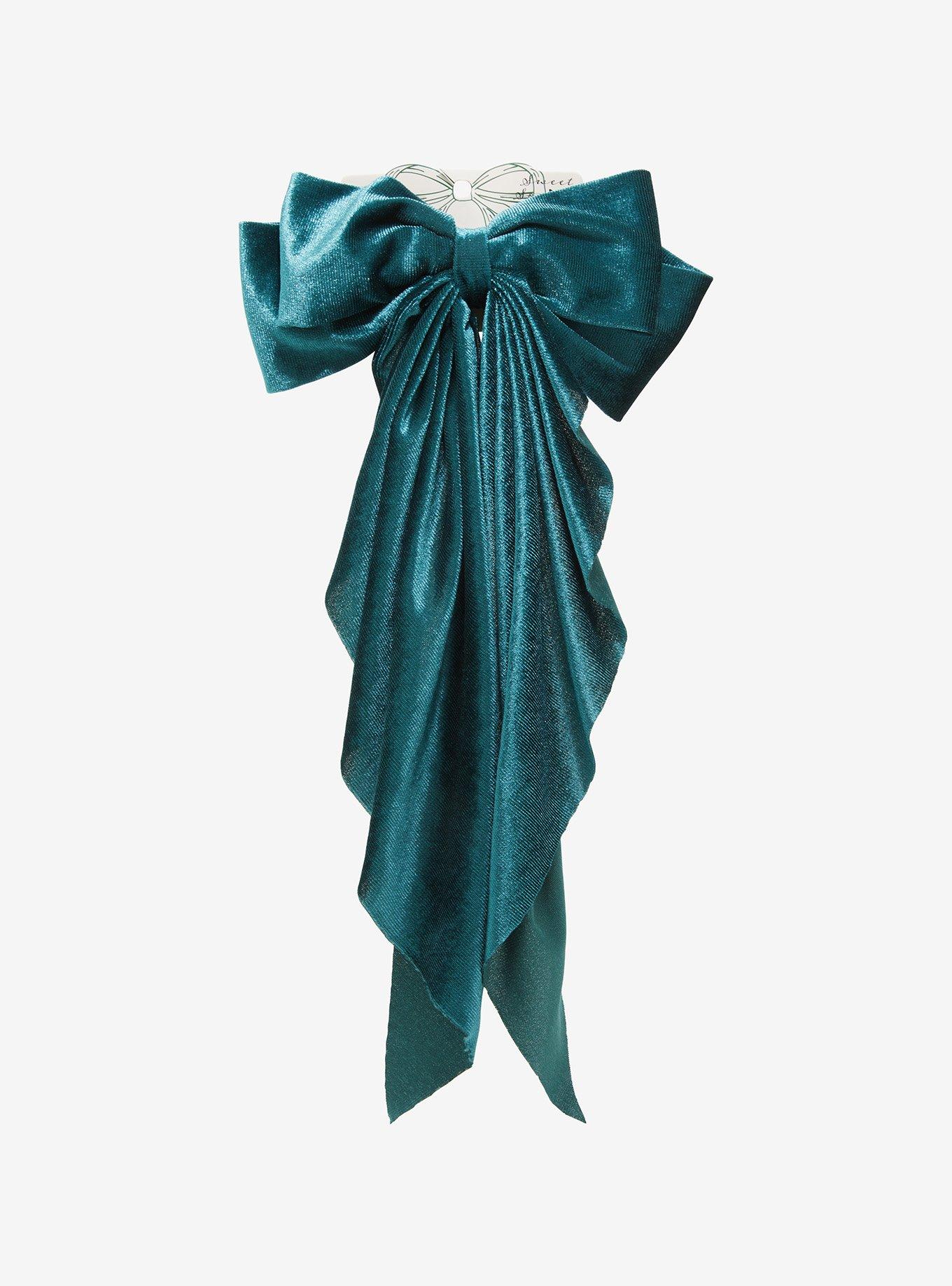 Sweet Society Green Velvet Hair Bow, , hi-res