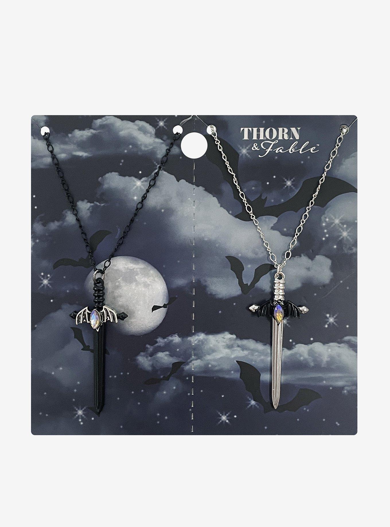 Thorn & Fable Bat Wing Dagger Best Friend Necklace Set, , hi-res