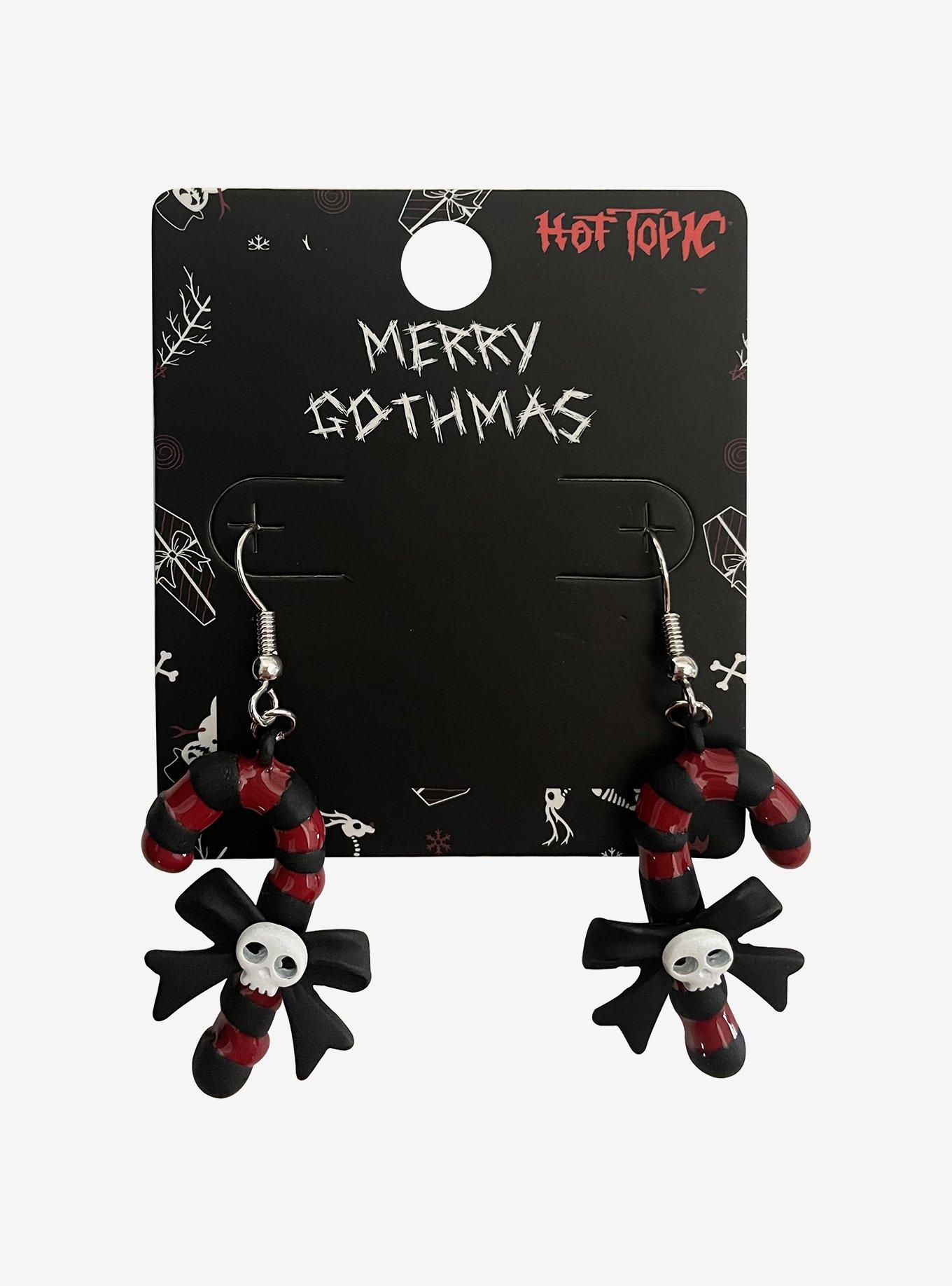 Gothic Candy Cane Drop Earrings, , hi-res