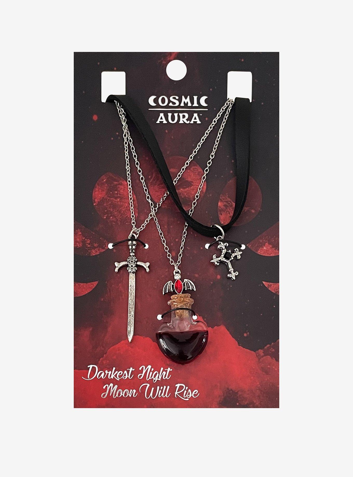 Cosmic Aura Heart Bottle Cross Necklace Set, , hi-res